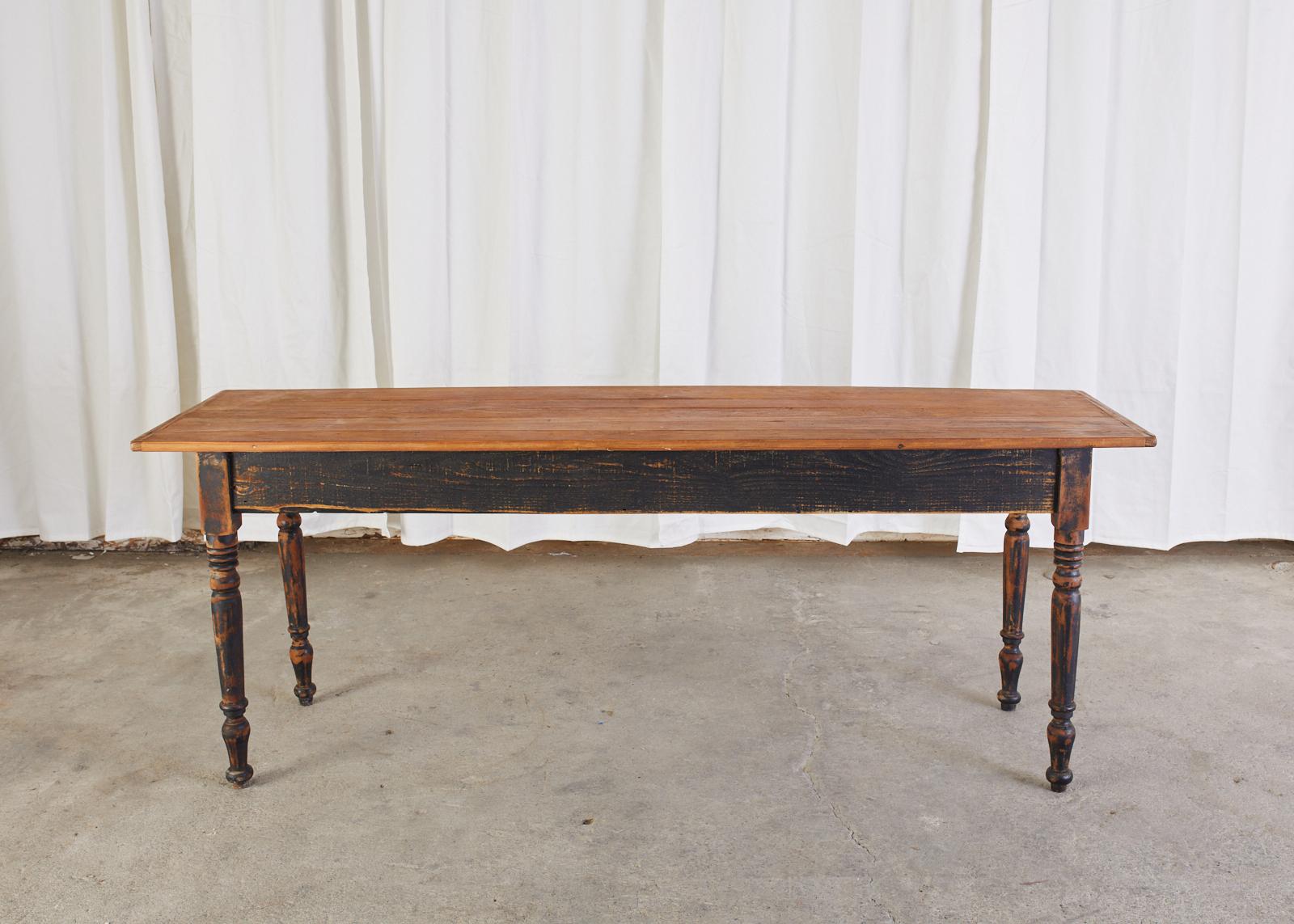 20th Century Country French Provincial Painted Pine Farm Table