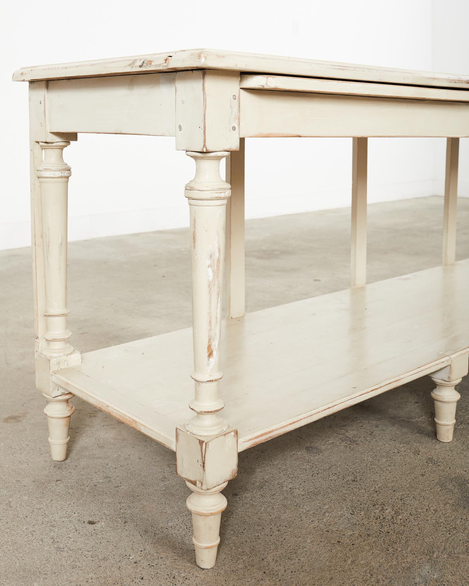 Country French Provincial Painted Pine Sideboard or Console Table For Sale 11