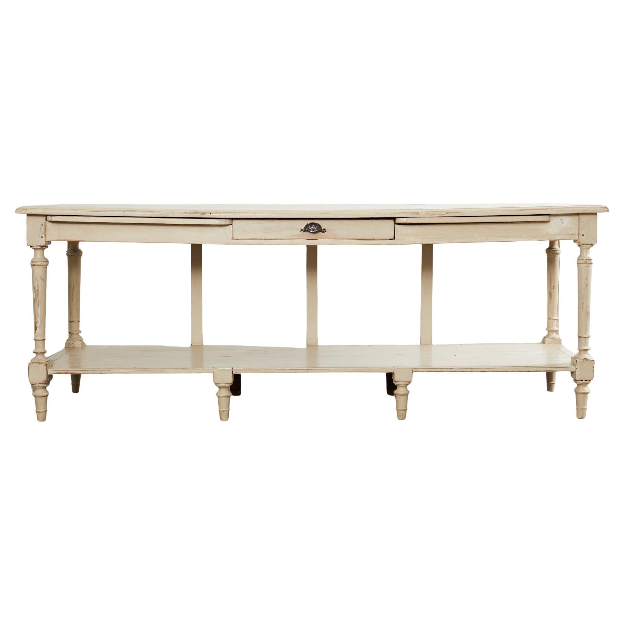 Country French Provincial Painted Pine Sideboard or Console Table For Sale