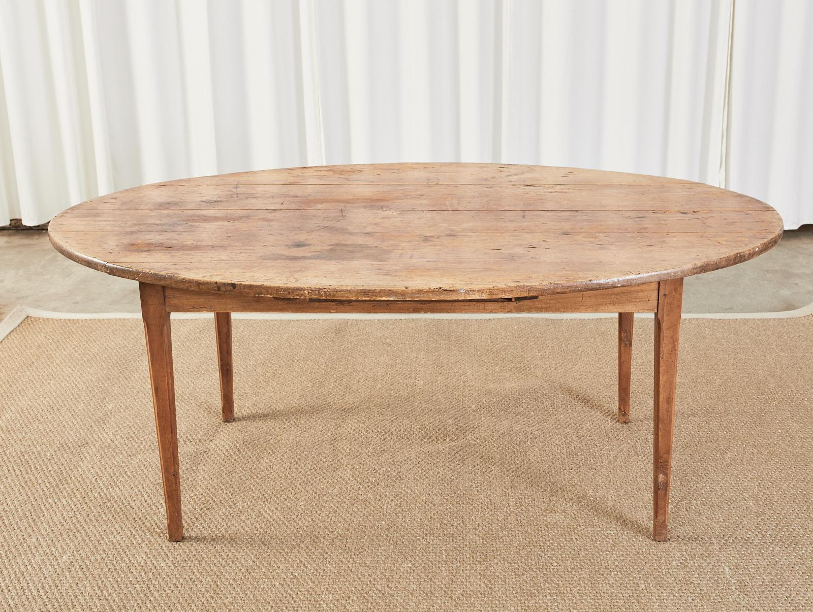 Hand-Crafted Country French Provincial Pine Farmhouse Oval Dining Table