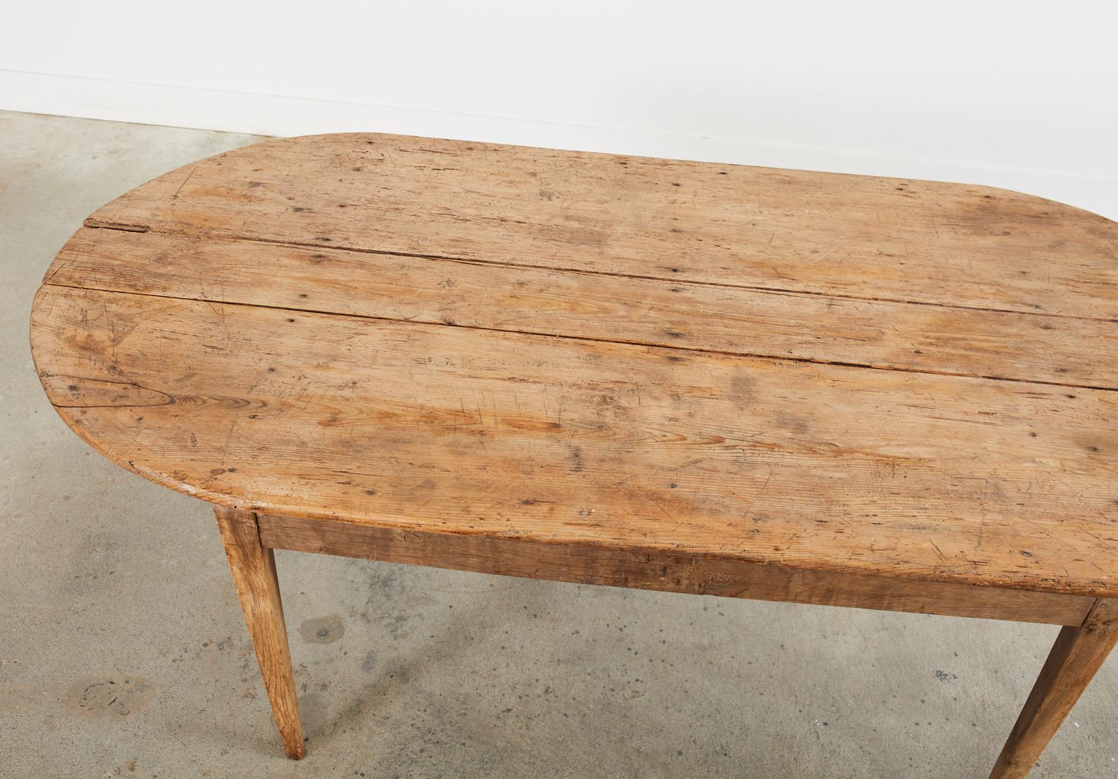19th Century Country French Provincial Pine Farmhouse Oval Dining Table