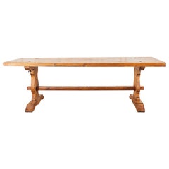 Country French Provincial Pine Farmhouse Trestle Dining Table