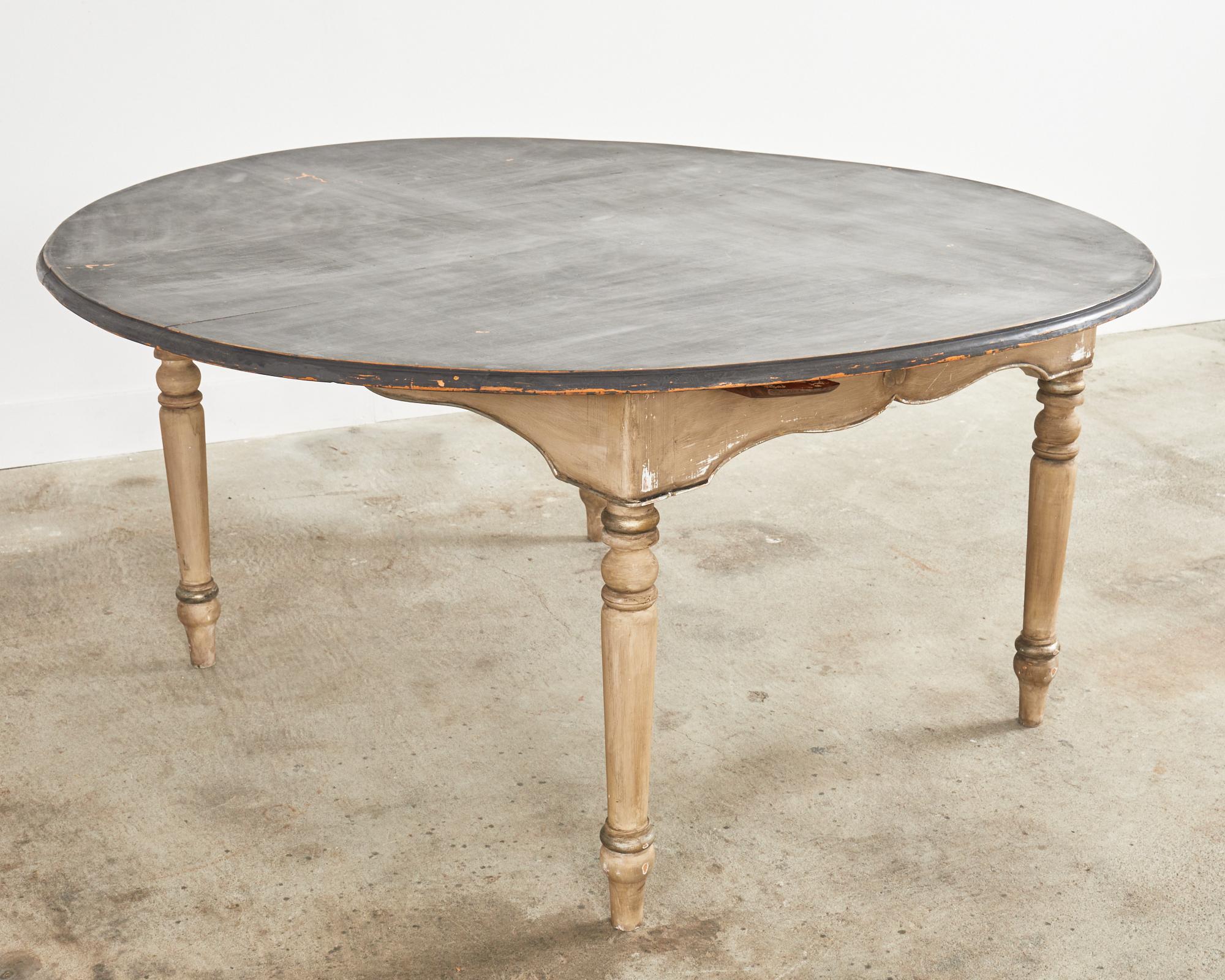 Country French Provincial Round Painted Dining Table by Ira Yeager 5