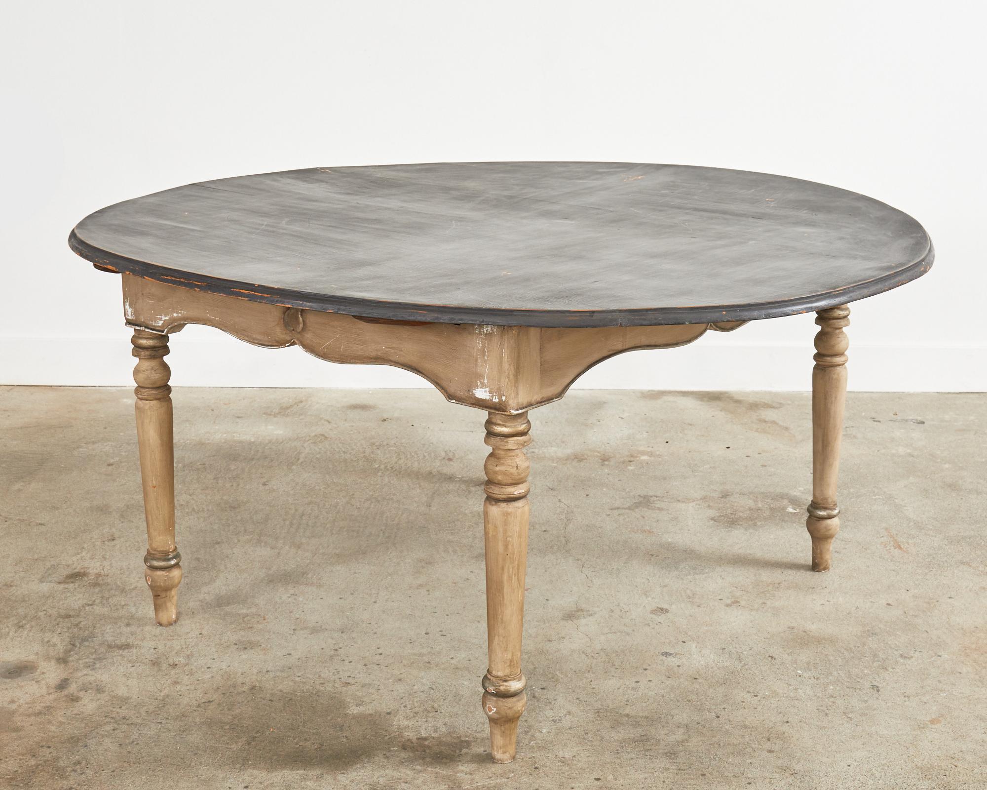 Country French Provincial Round Painted Dining Table by Ira Yeager 7