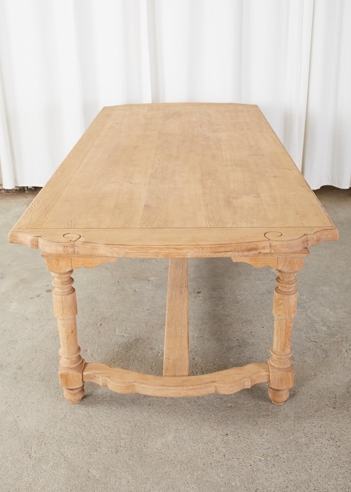 Country French Provincial Style Bleached Oak Trestle Dining Table 5