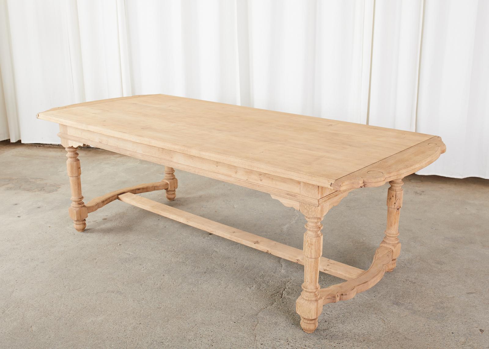 Country French Provincial Style Bleached Oak Trestle Dining Table 11