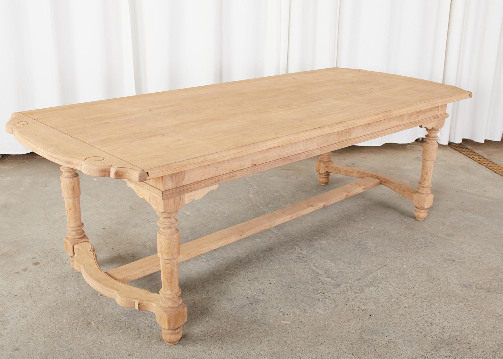 Country French Provincial Style Bleached Oak Trestle Dining Table 12