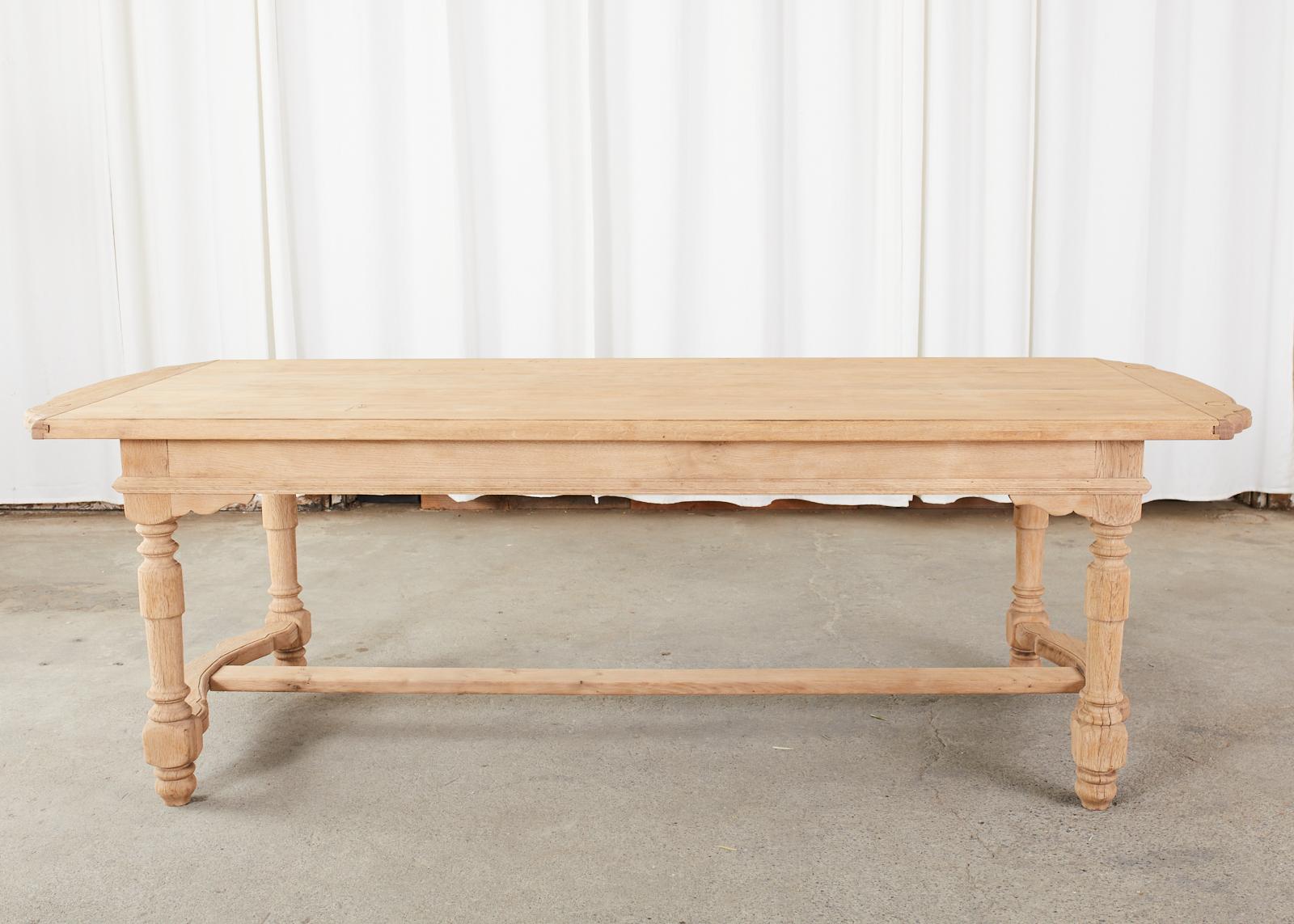 Country French Provincial Style Bleached Oak Trestle Dining Table 15
