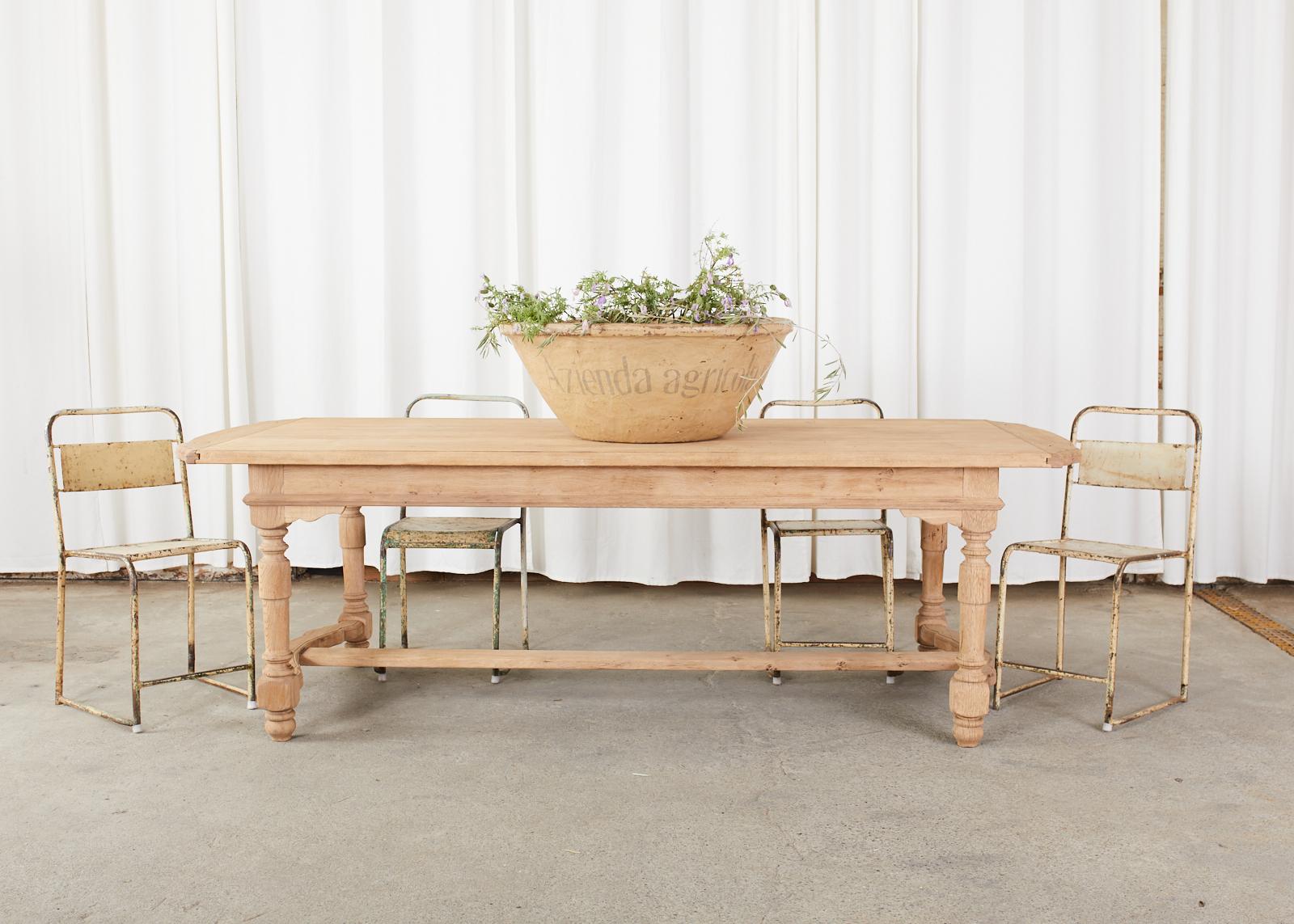 Country French Provincial Style Bleached Oak Trestle Dining Table 2