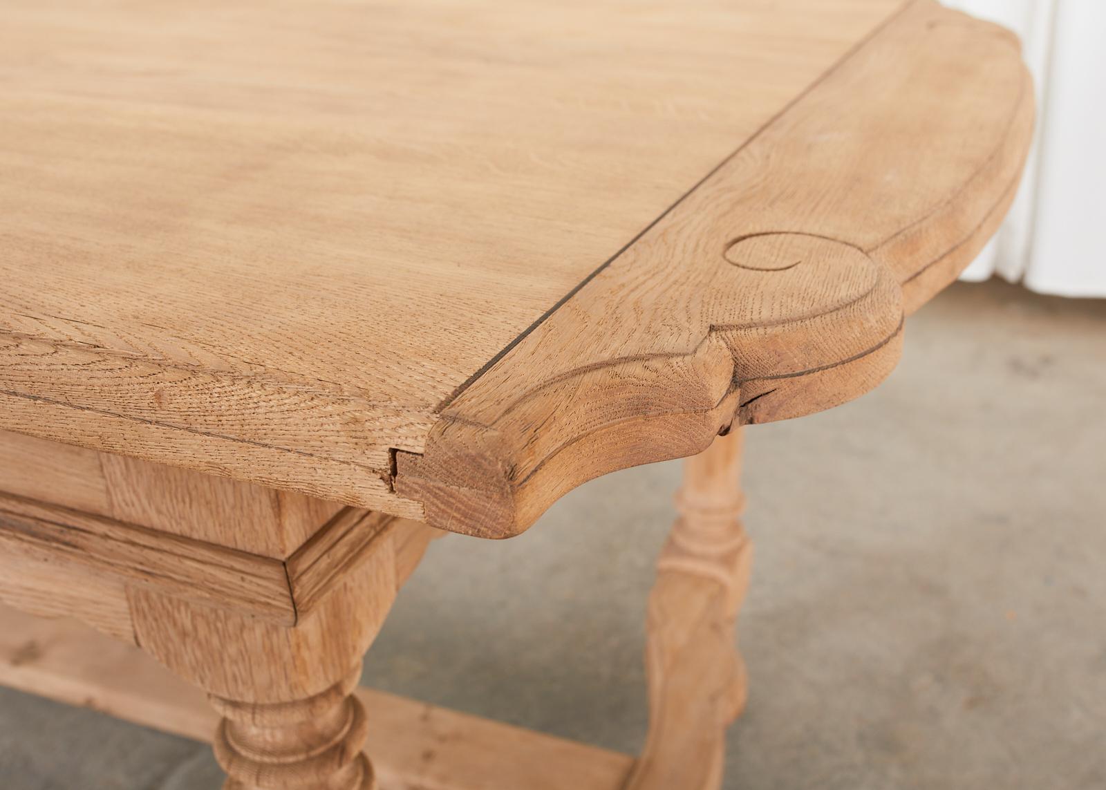 Country French Provincial Style Bleached Oak Trestle Dining Table 4