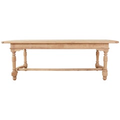 Country French Provincial Style Bleached Oak Trestle Dining Table