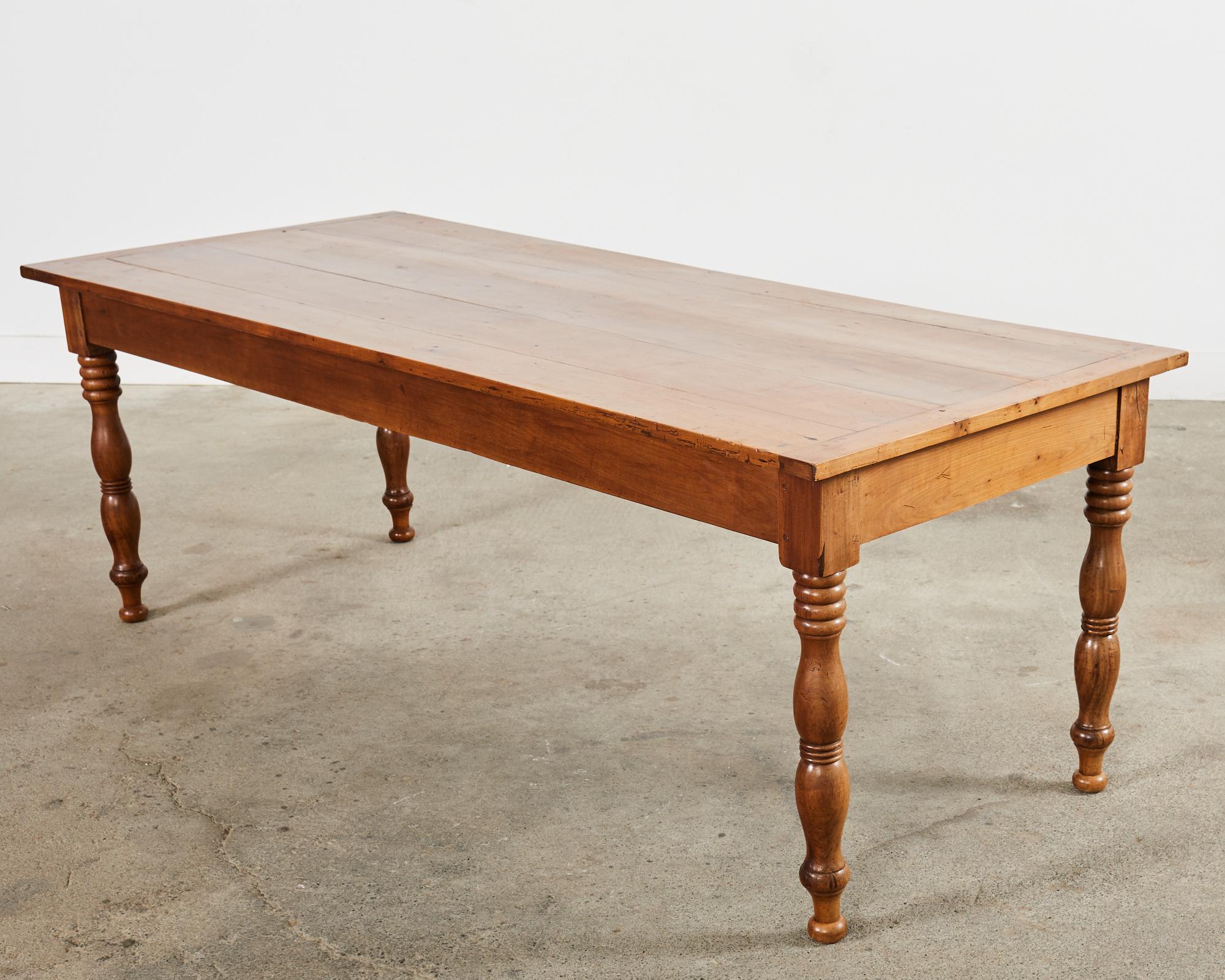 Hand-Crafted Country French Provincial Style Fruitwood Farmhouse Dining Table For Sale