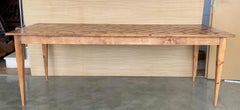 Country French Provincial Style Pine Farmhouse Dining Table with Marquetry Top