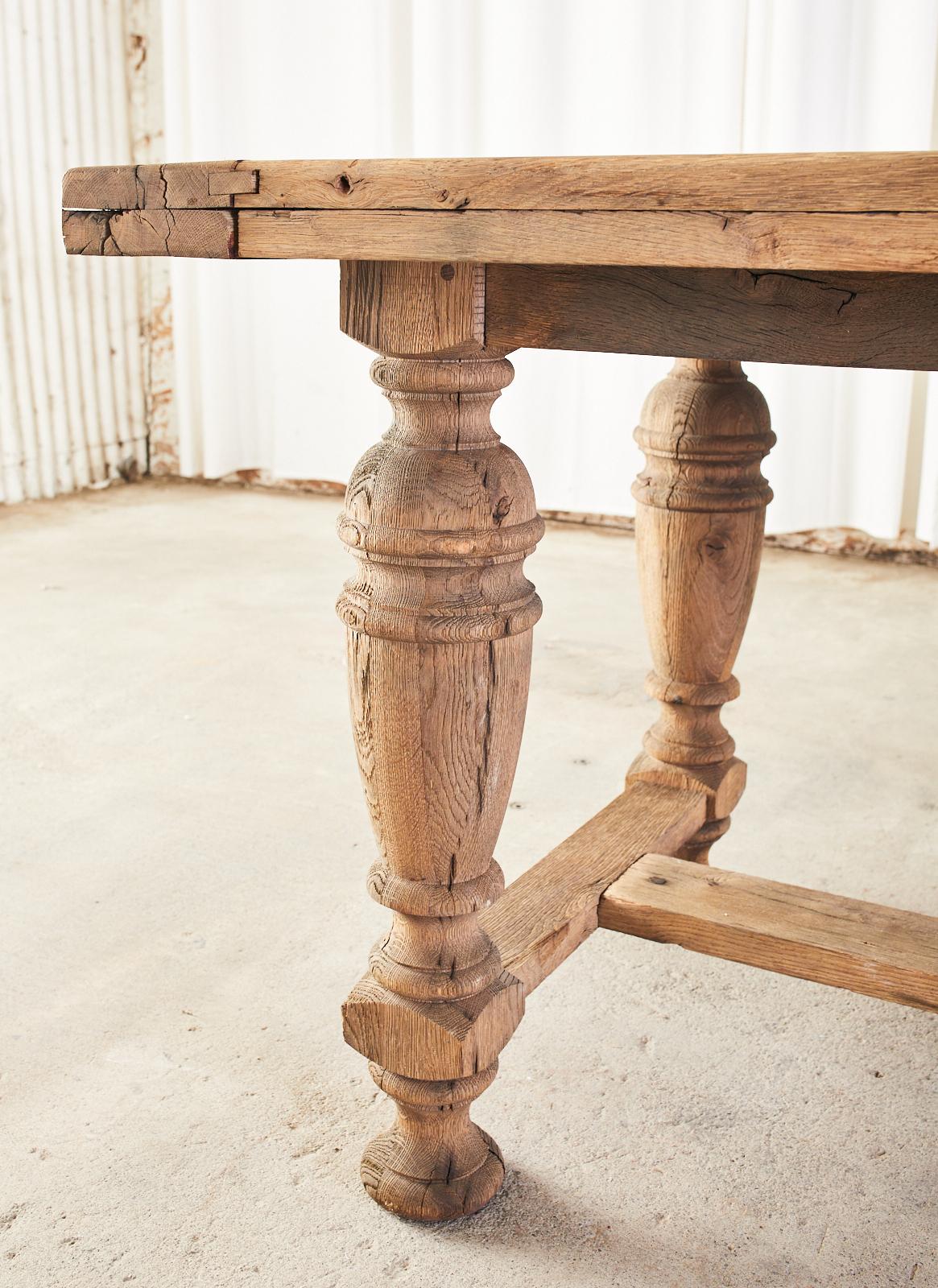 Country French Provincial Style Oak Farmhouse Trestle Dining Table 6