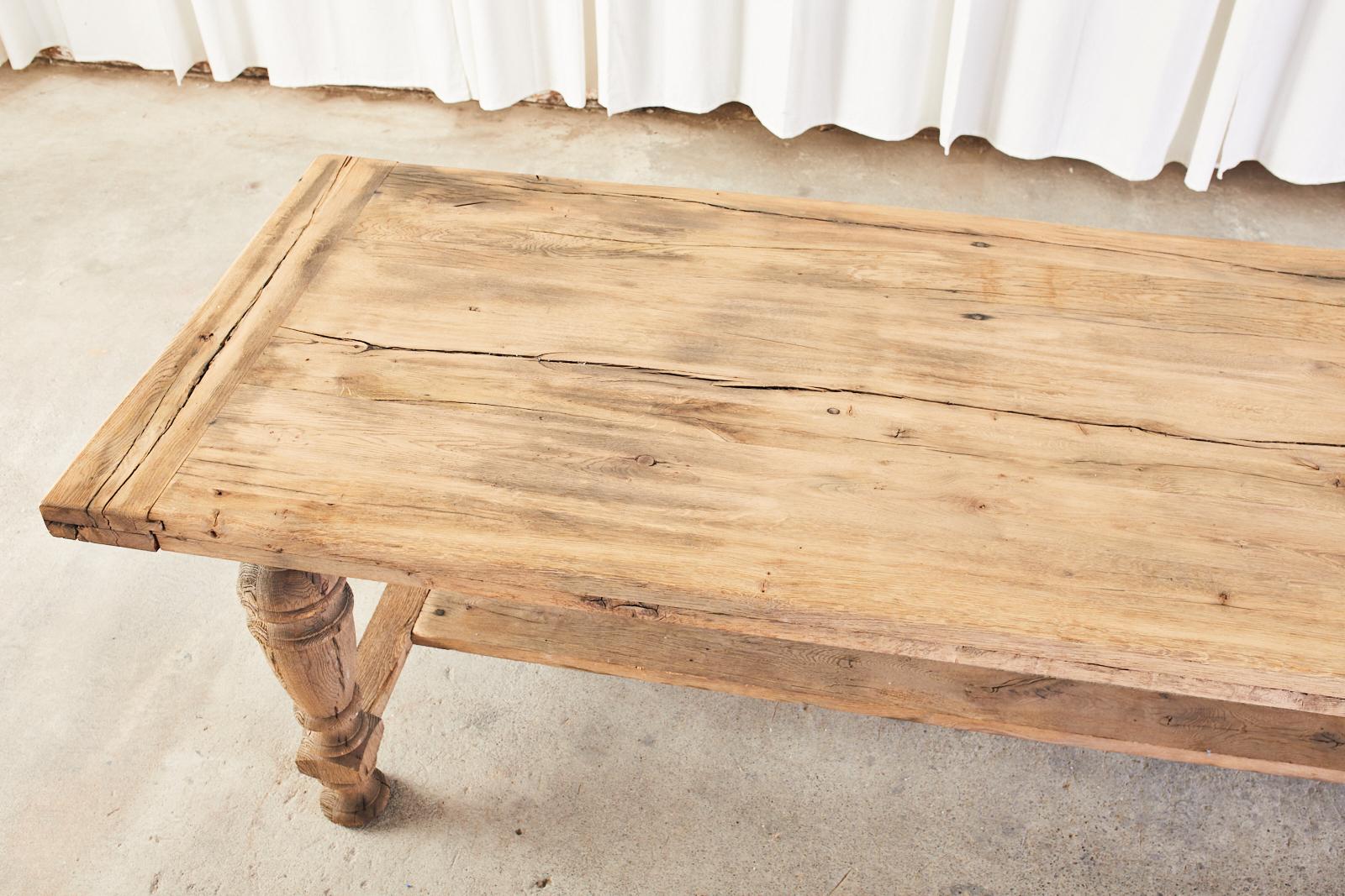 Country French Provincial Style Oak Farmhouse Trestle Dining Table 7