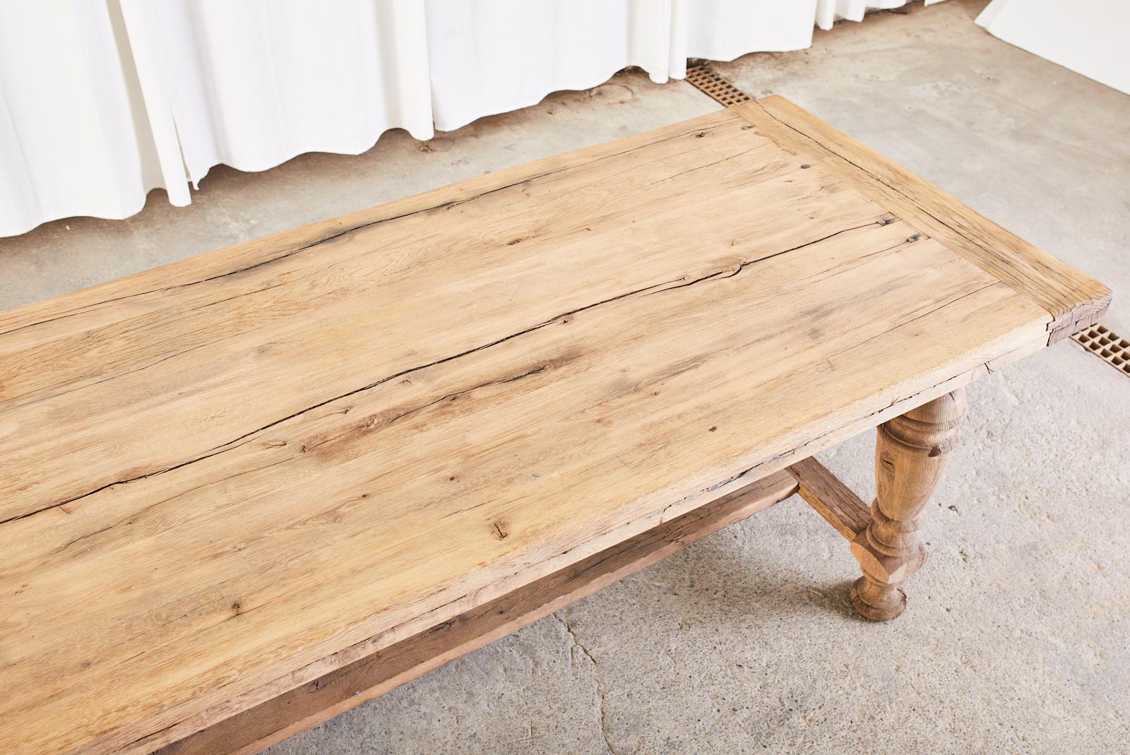Country French Provincial Style Oak Farmhouse Trestle Dining Table 8