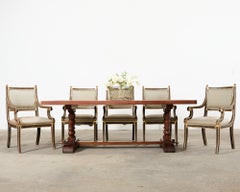 Country French Provincial Style Oak Farmhouse Trestle Dining Table