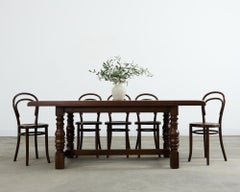 Country French Provincial Style Oak Farmhouse Trestle Dining Table