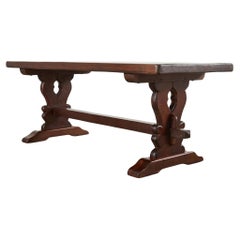 Country French Provincial Style Oak Farmhouse Trestle Dining Table 