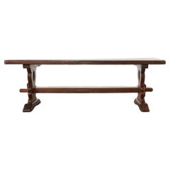 Used Country French Provincial Style Oak Farmhouse Trestle Dining Table