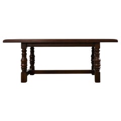 Country French Provincial Style Oak Farmhouse Trestle Dining Table