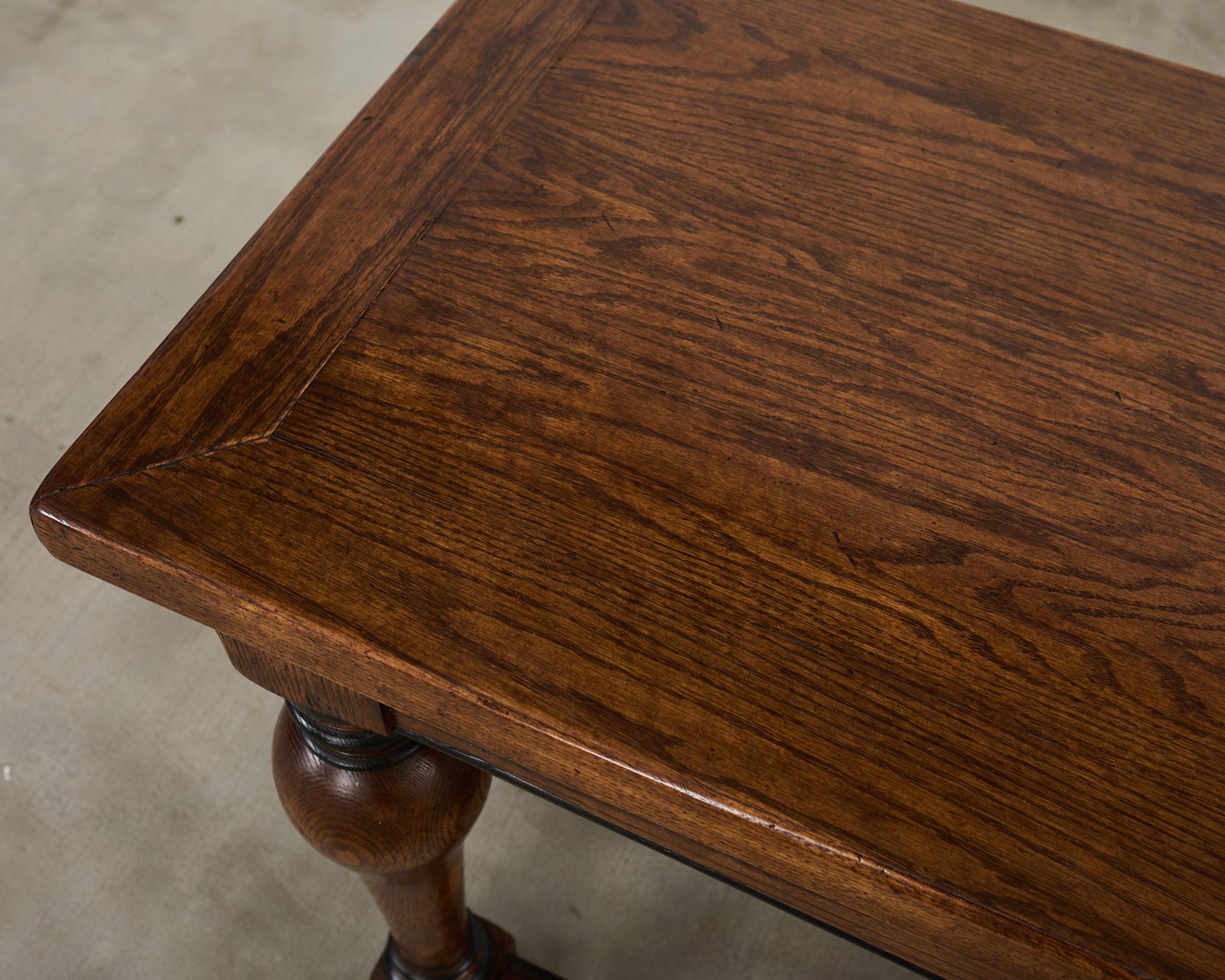 Country French Provincial Style Oak Trestle Console Table 8 Ft. 4
