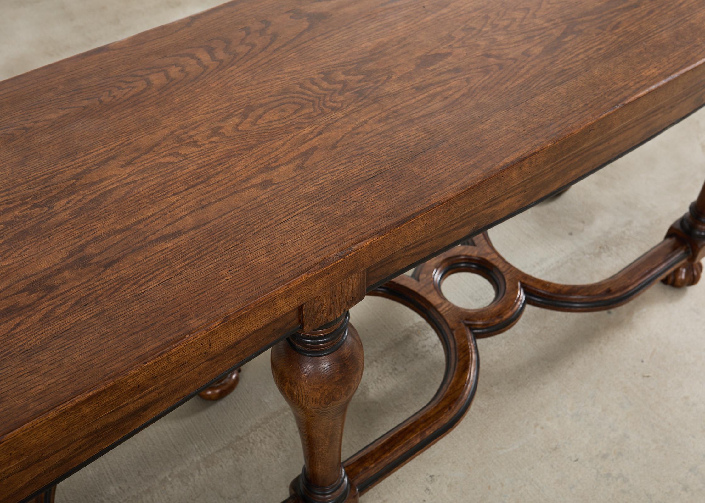 Country French Provincial Style Oak Trestle Console Table 8 Ft. 5