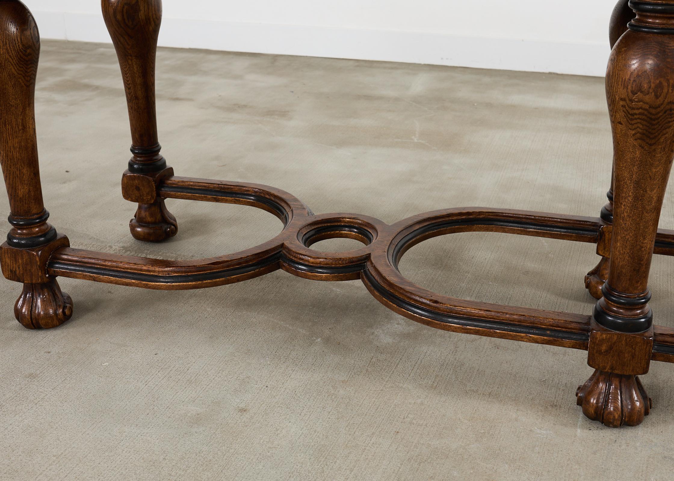 Country French Provincial Style Oak Trestle Console Table 8 Ft. 7