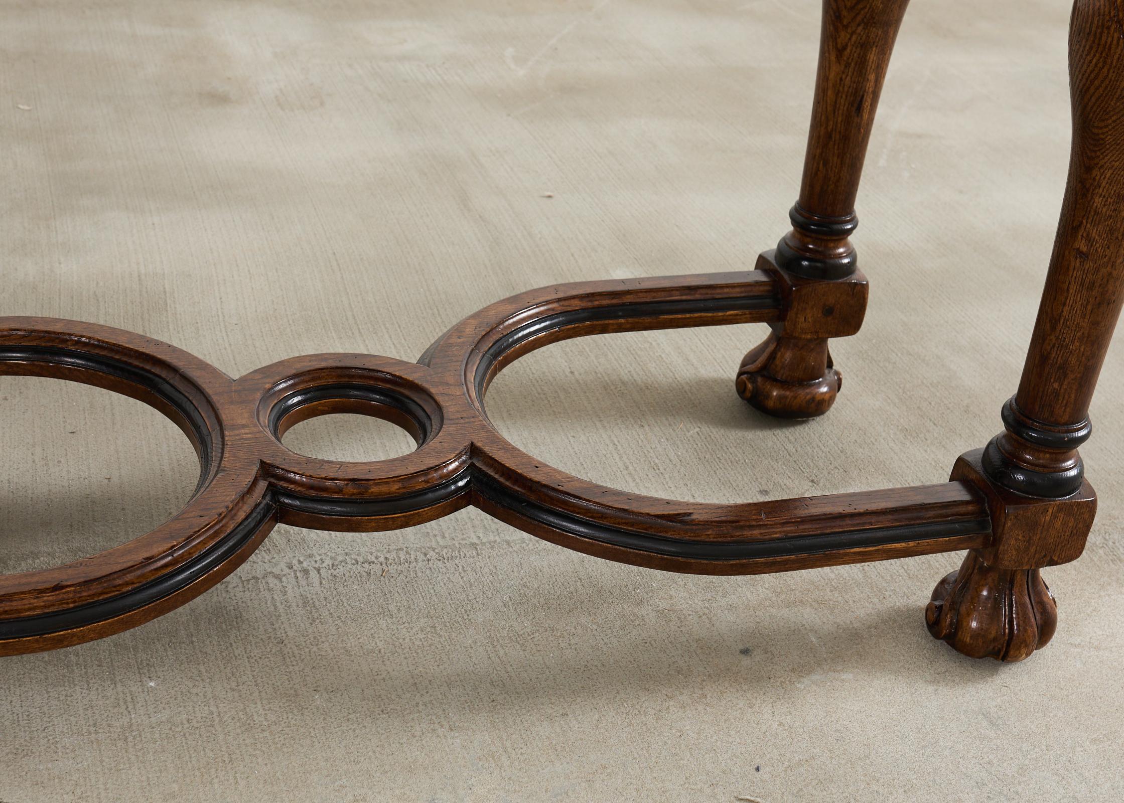 Country French Provincial Style Oak Trestle Console Table 8 Ft. 8