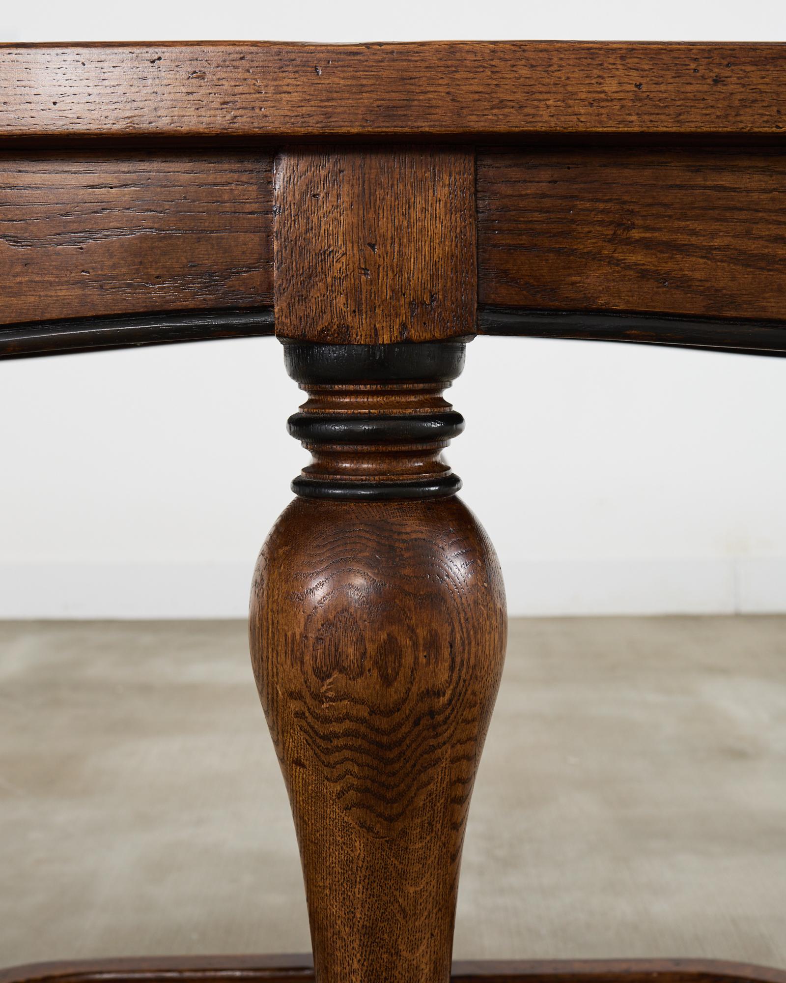 Country French Provincial Style Oak Trestle Console Table 8 Ft. 10
