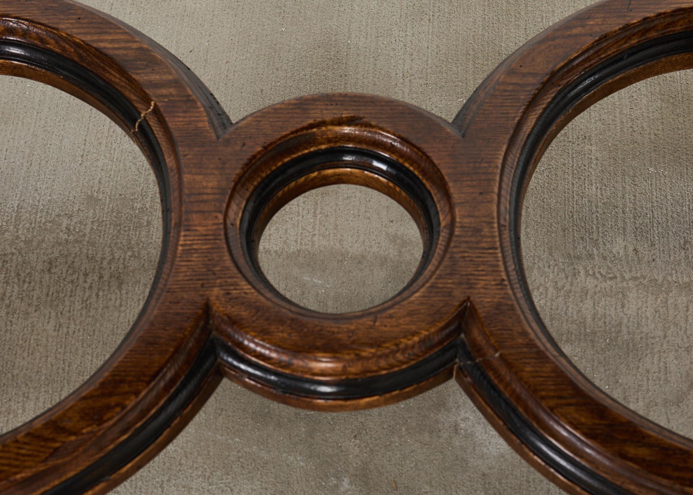 Country French Provincial Style Oak Trestle Console Table 8 Ft. 11