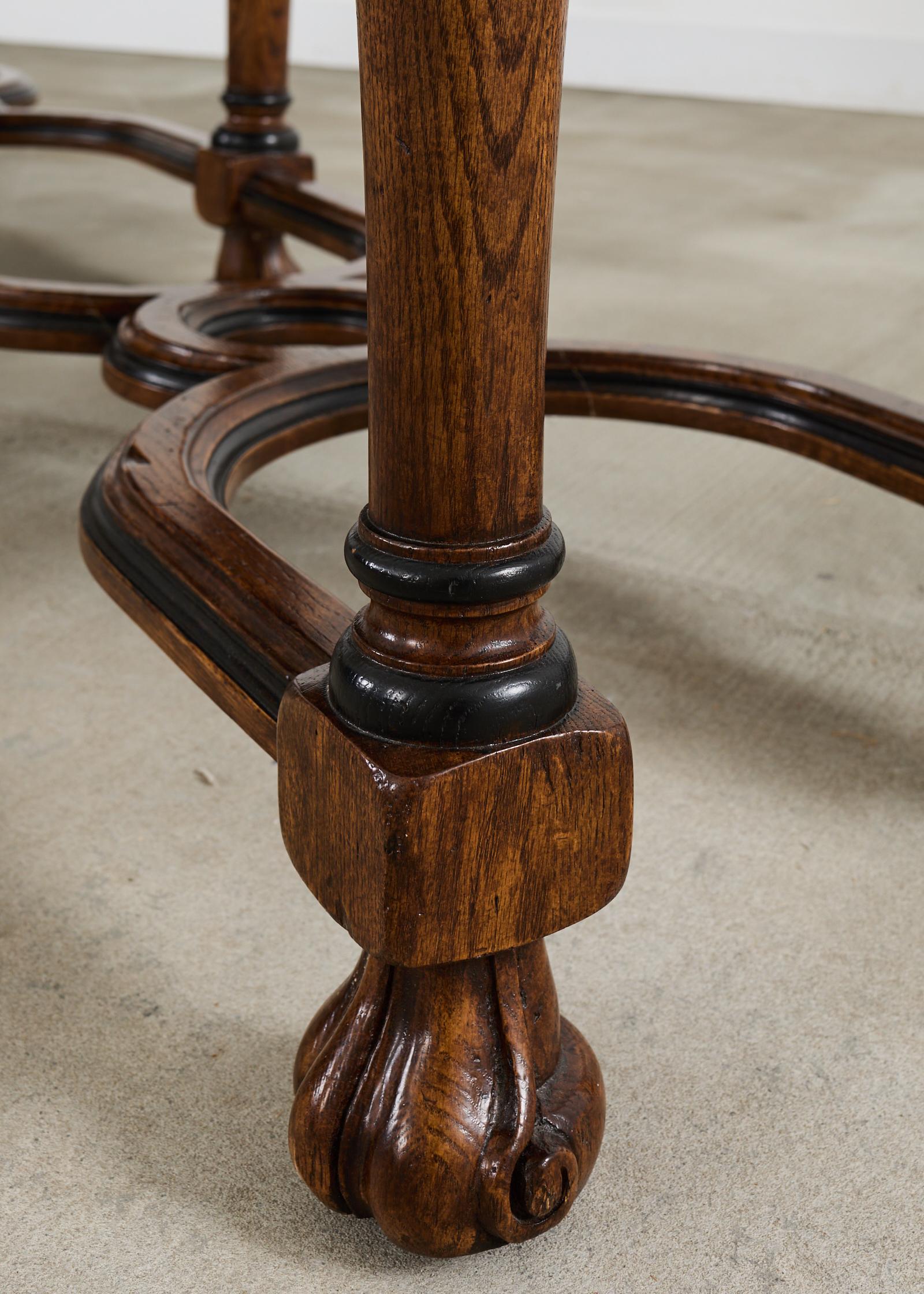 Country French Provincial Style Oak Trestle Console Table 8 Ft. 13