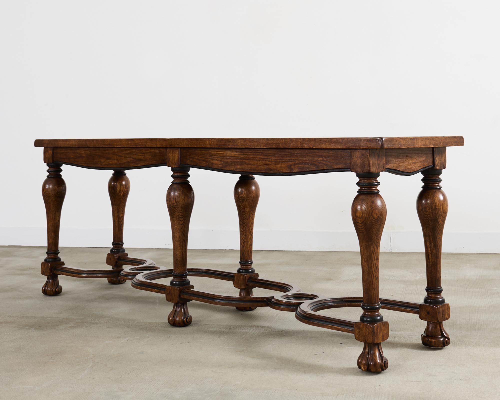 Hand-Crafted Country French Provincial Style Oak Trestle Console Table 8 Ft.