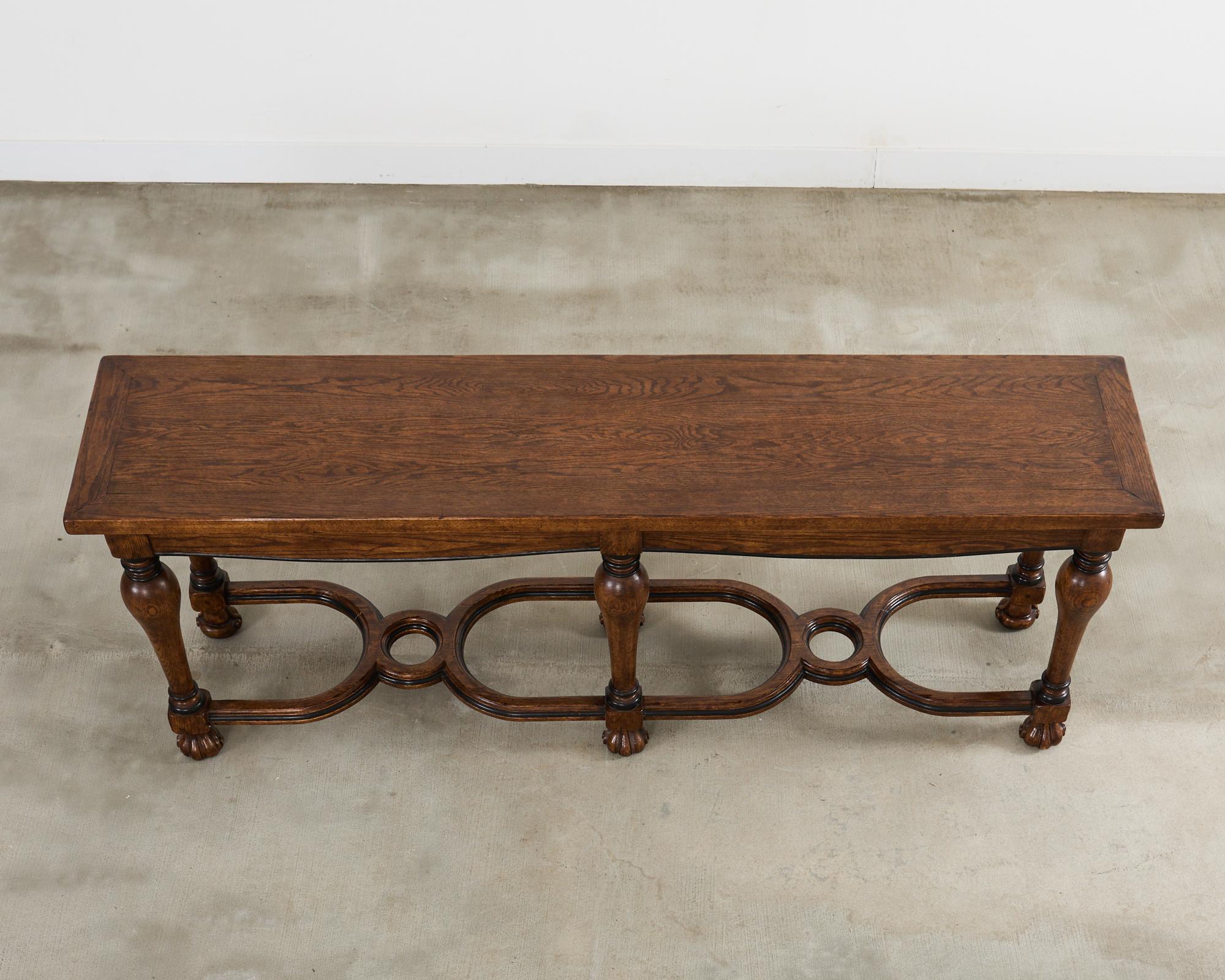 Country French Provincial Style Oak Trestle Console Table 8 Ft. In Good Condition In Rio Vista, CA