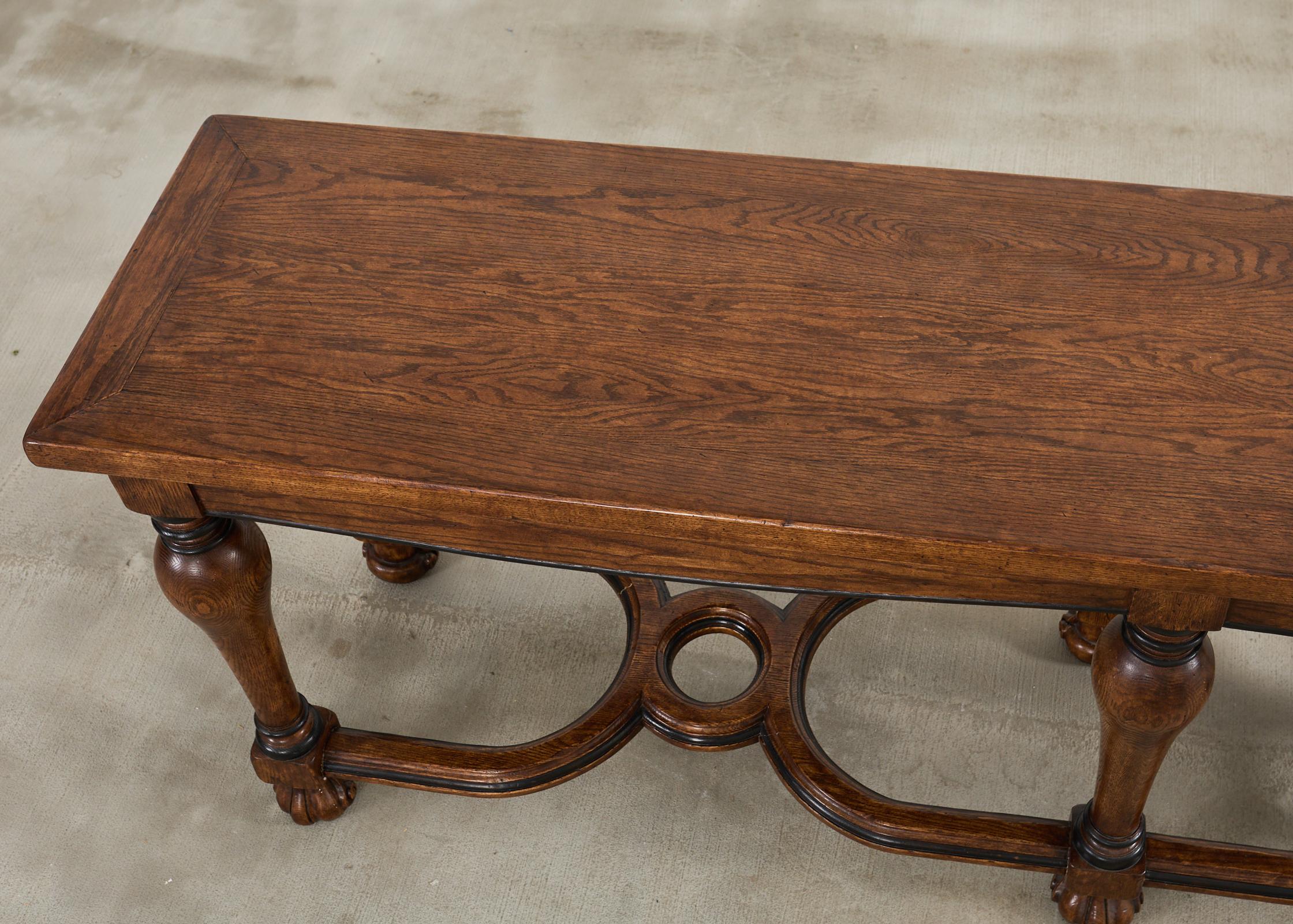 Country French Provincial Style Oak Trestle Console Table 8 Ft. 1