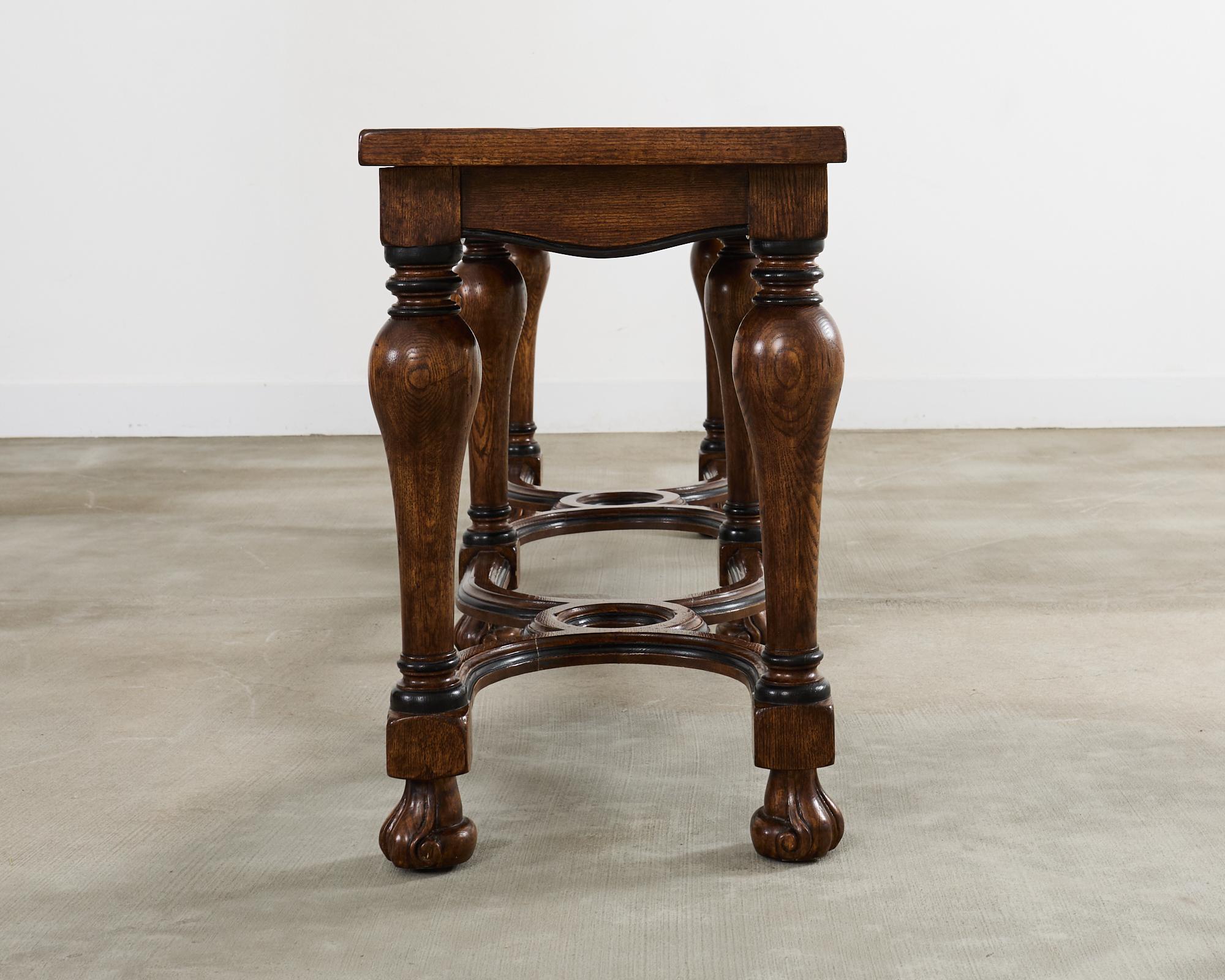 Country French Provincial Style Oak Trestle Console Table 8 Ft. 3