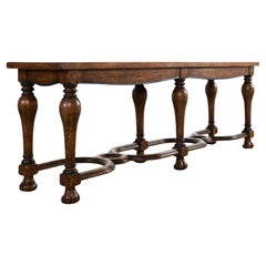 Country French Provincial Style Oak Trestle Console Table 8 Ft.