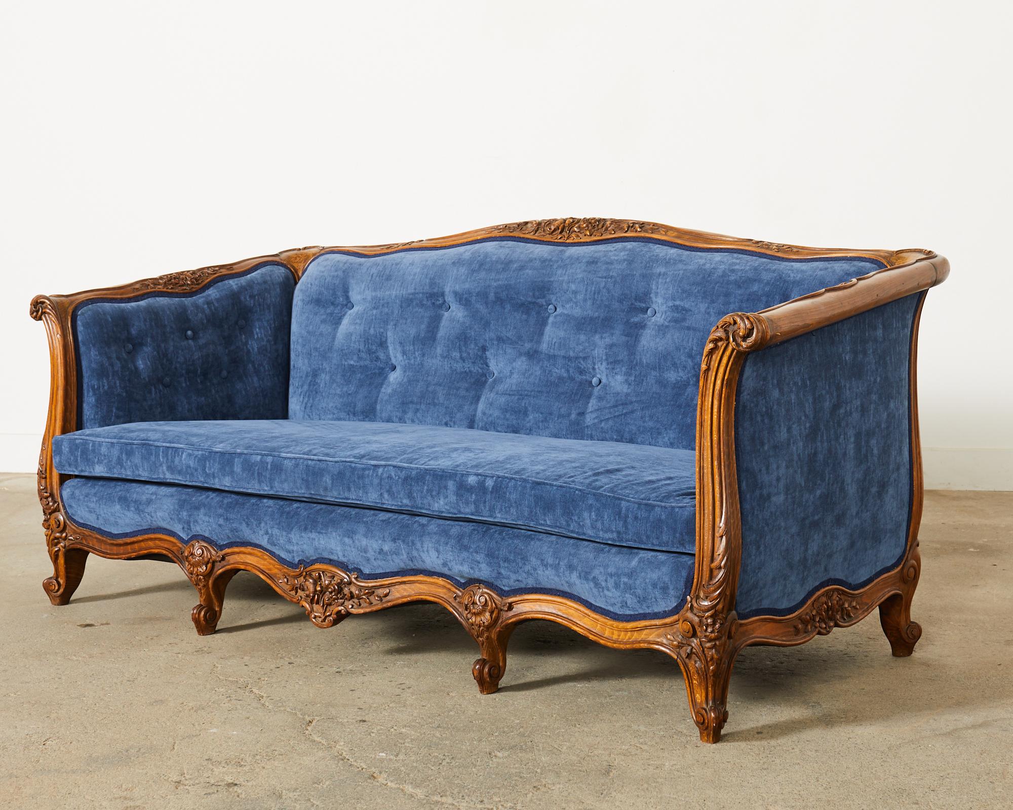 french blue velvet sofa
