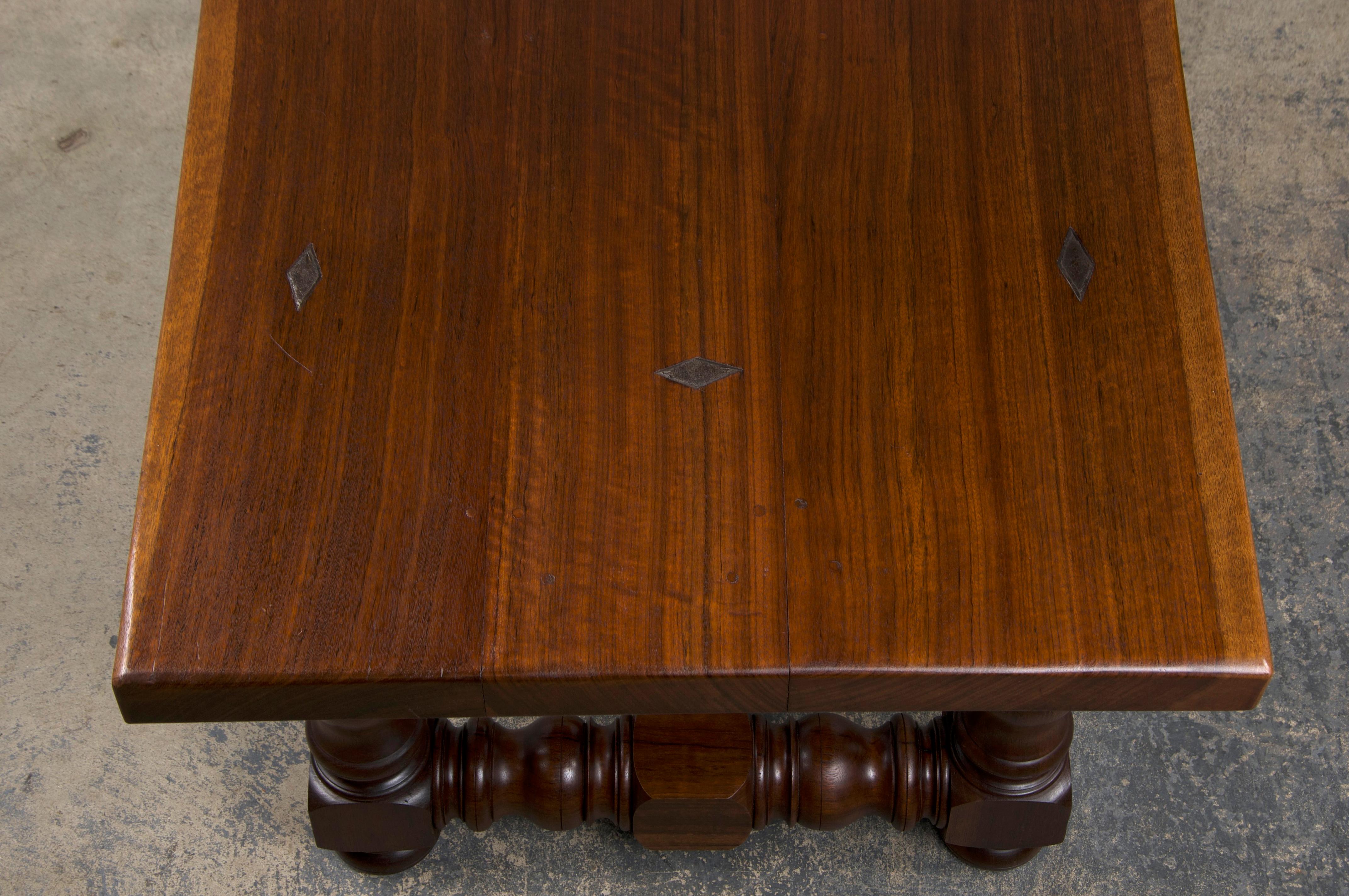 Country French Provincial Style Walnut Farmhouse Trestle Dining Table For Sale 3