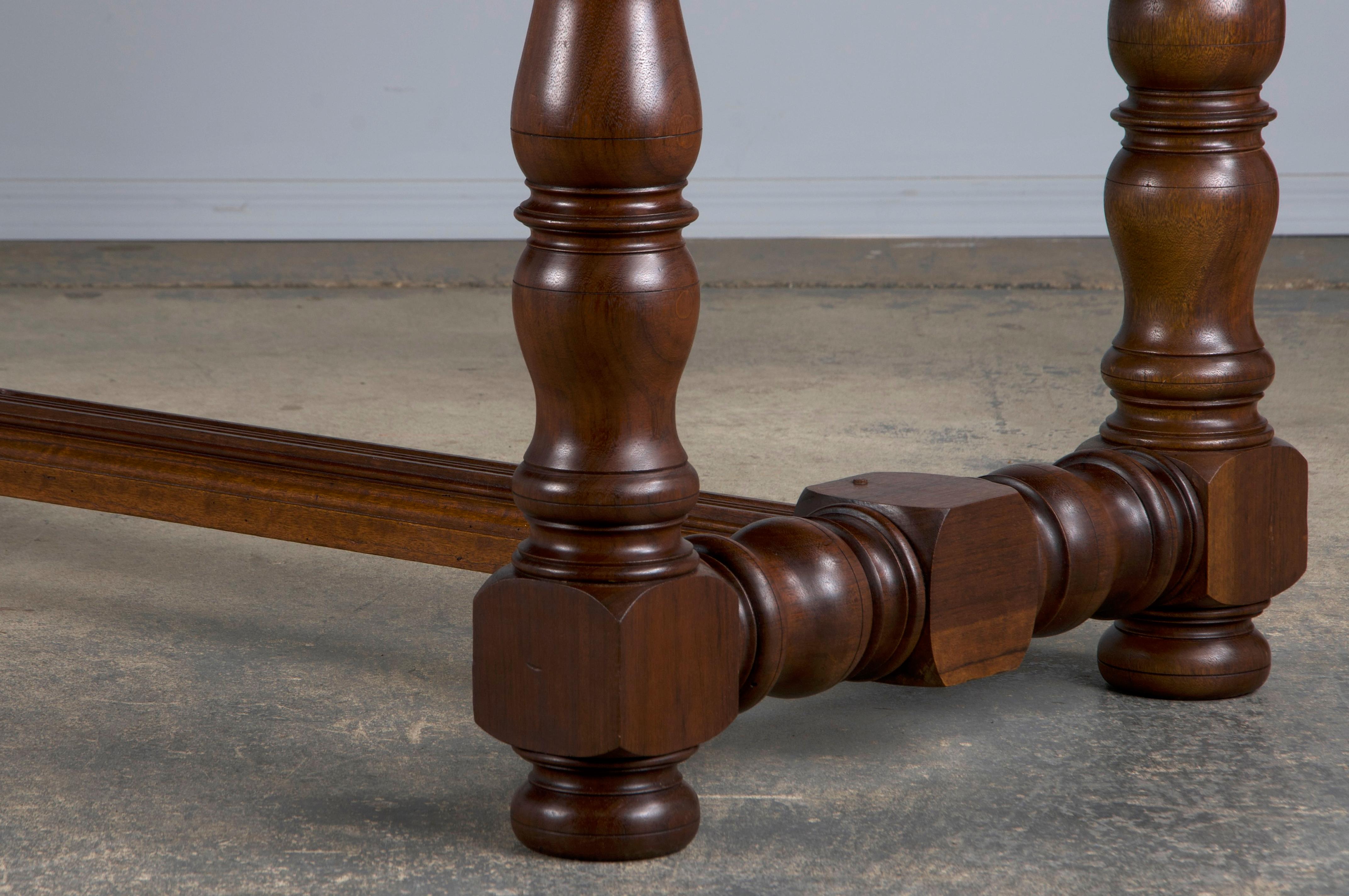 Hand-Carved Country French Provincial Style Walnut Farmhouse Trestle Dining Table For Sale