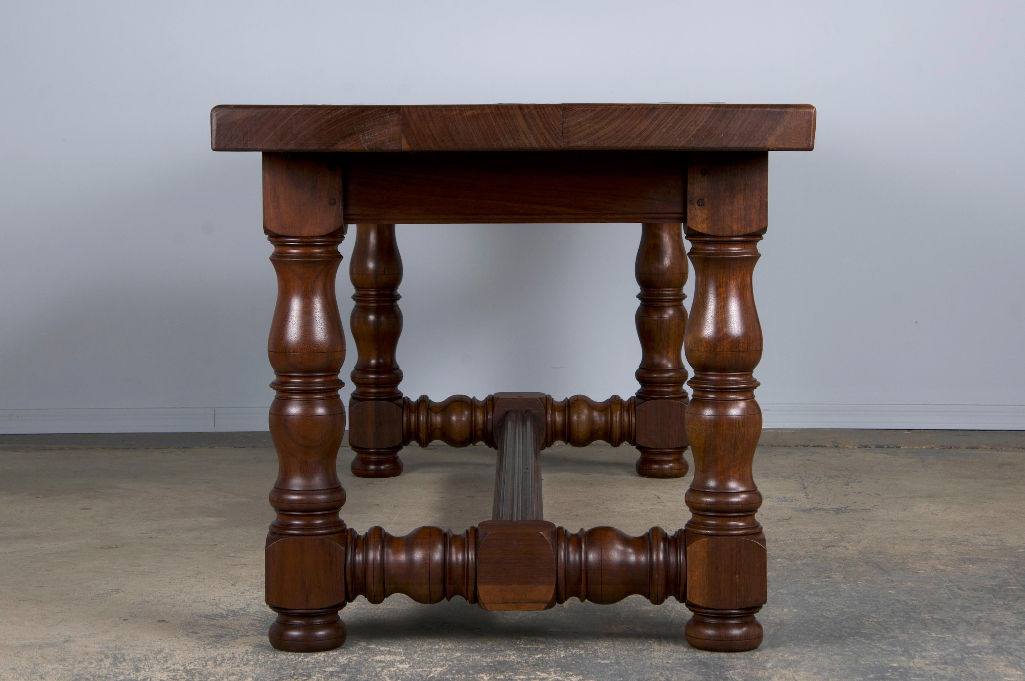 Country French Provincial Style Walnut Farmhouse Trestle Dining Table For Sale 2