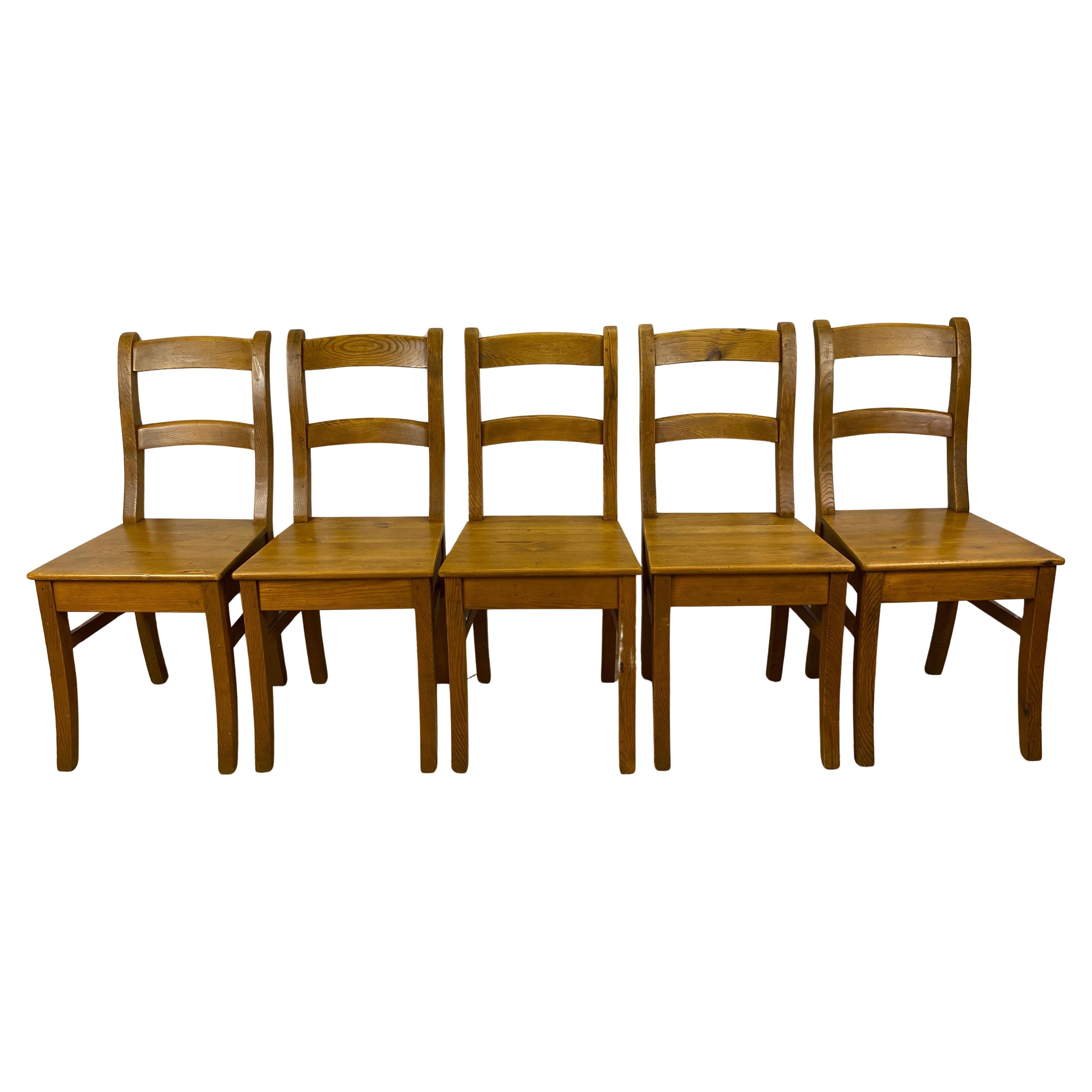 Juego de 5 sillas de comedor de madera de estilo provincial francés campestre en venta