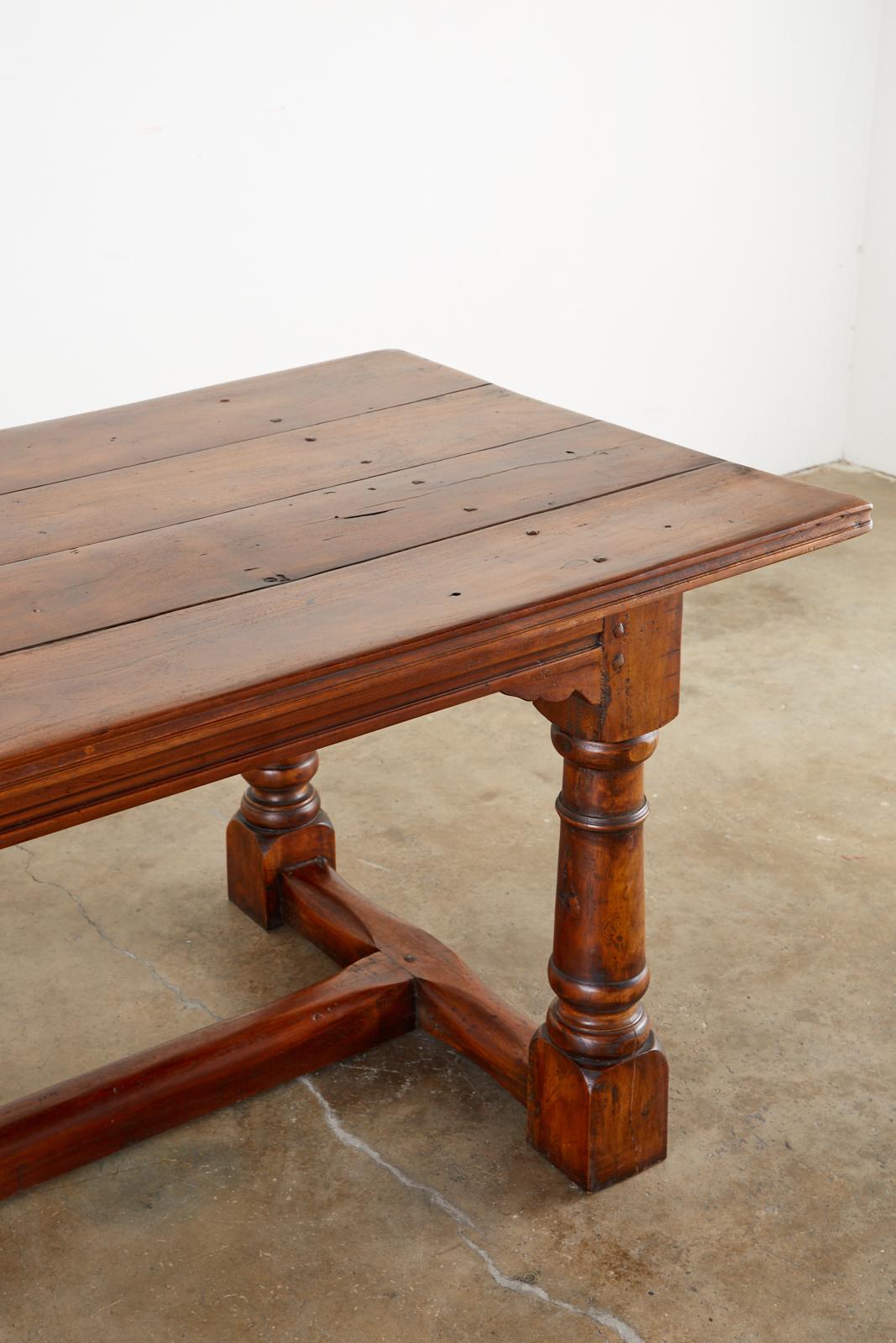 Country French Provincial Walnut Farmhouse Refectory Dining Table For Sale 3