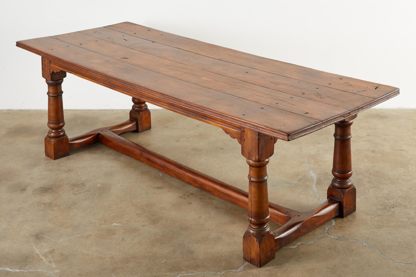 Country French Provincial Walnut Farmhouse Refectory Dining Table For Sale 13