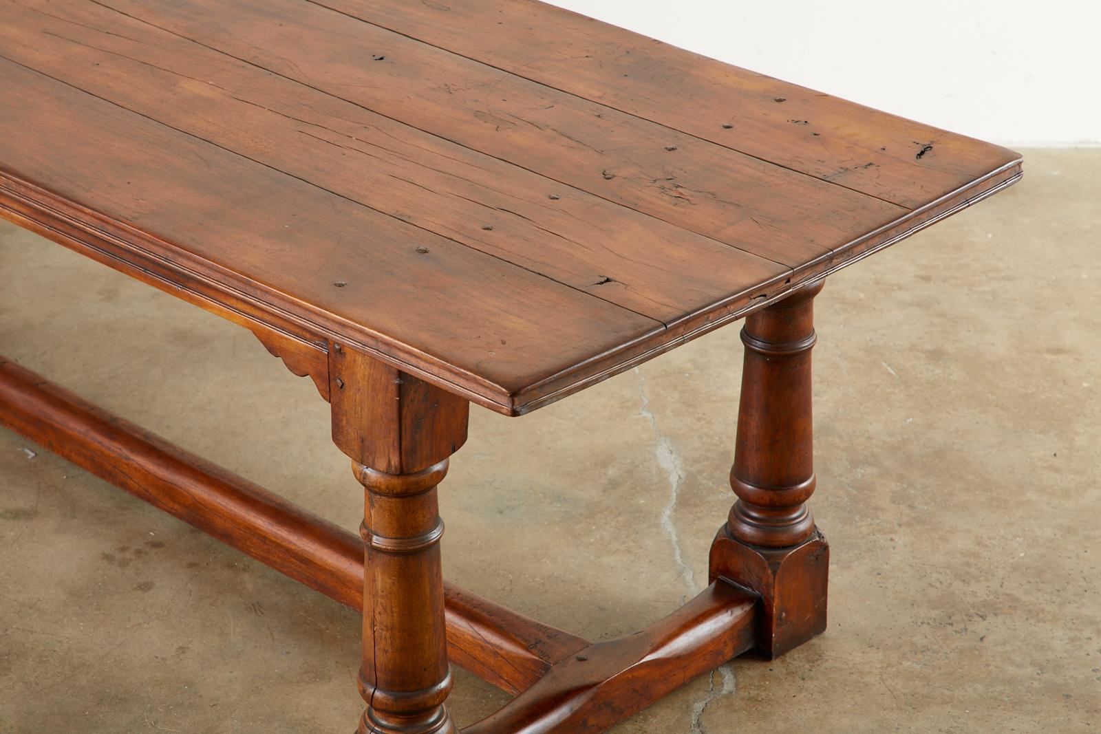 Country French Provincial Walnut Farmhouse Refectory Dining Table In Good Condition For Sale In Rio Vista, CA