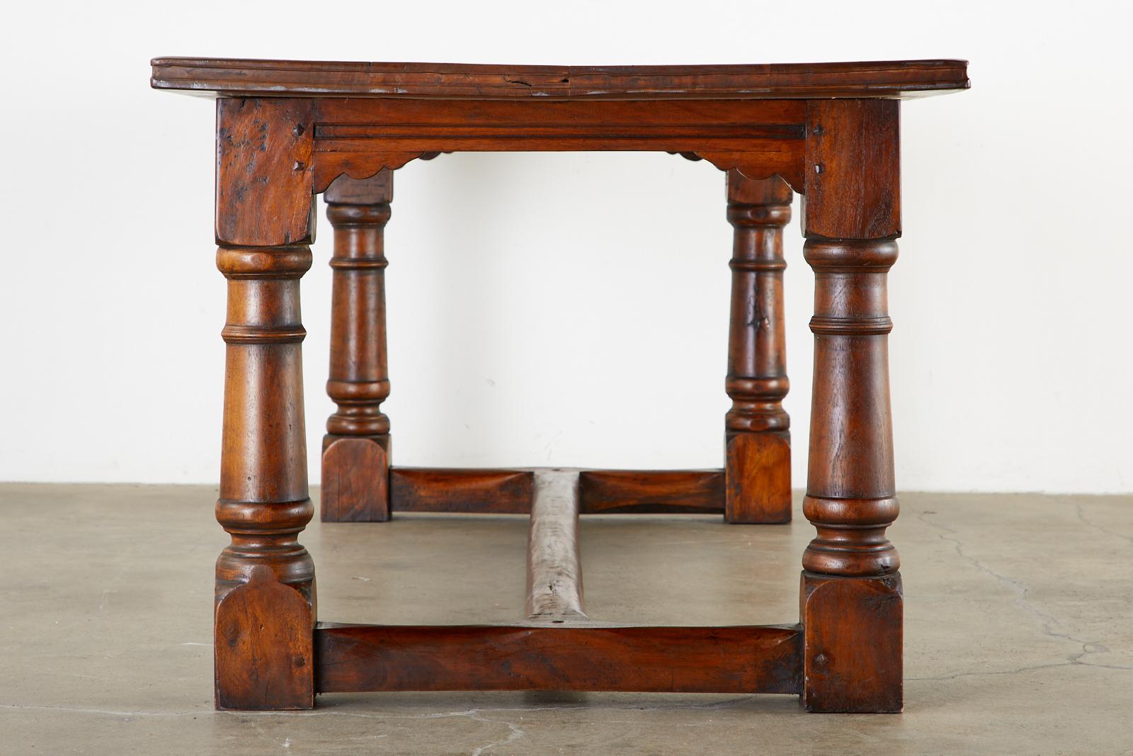 20th Century Country French Provincial Walnut Farmhouse Refectory Dining Table For Sale