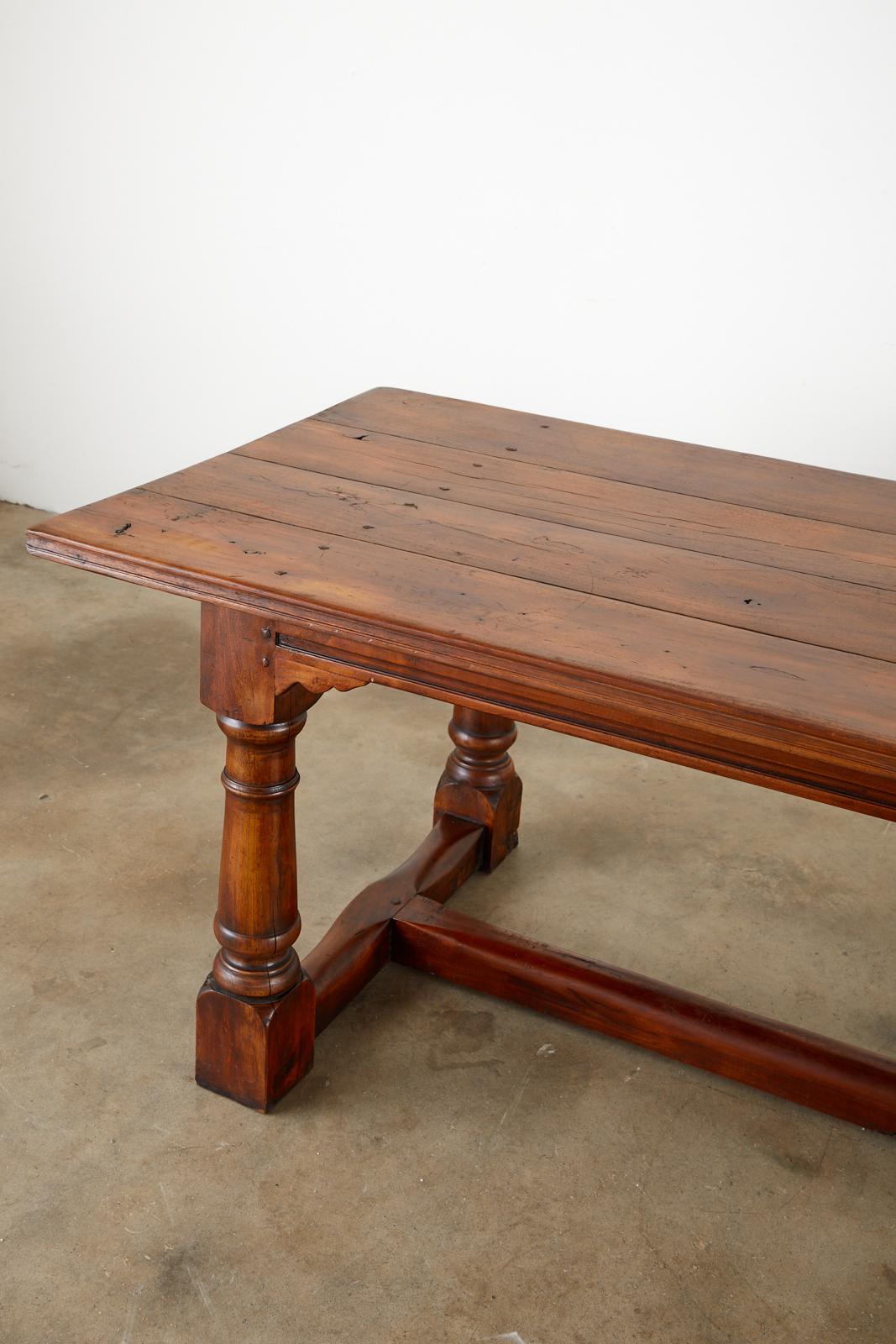 Country French Provincial Walnut Farmhouse Refectory Dining Table For Sale 2