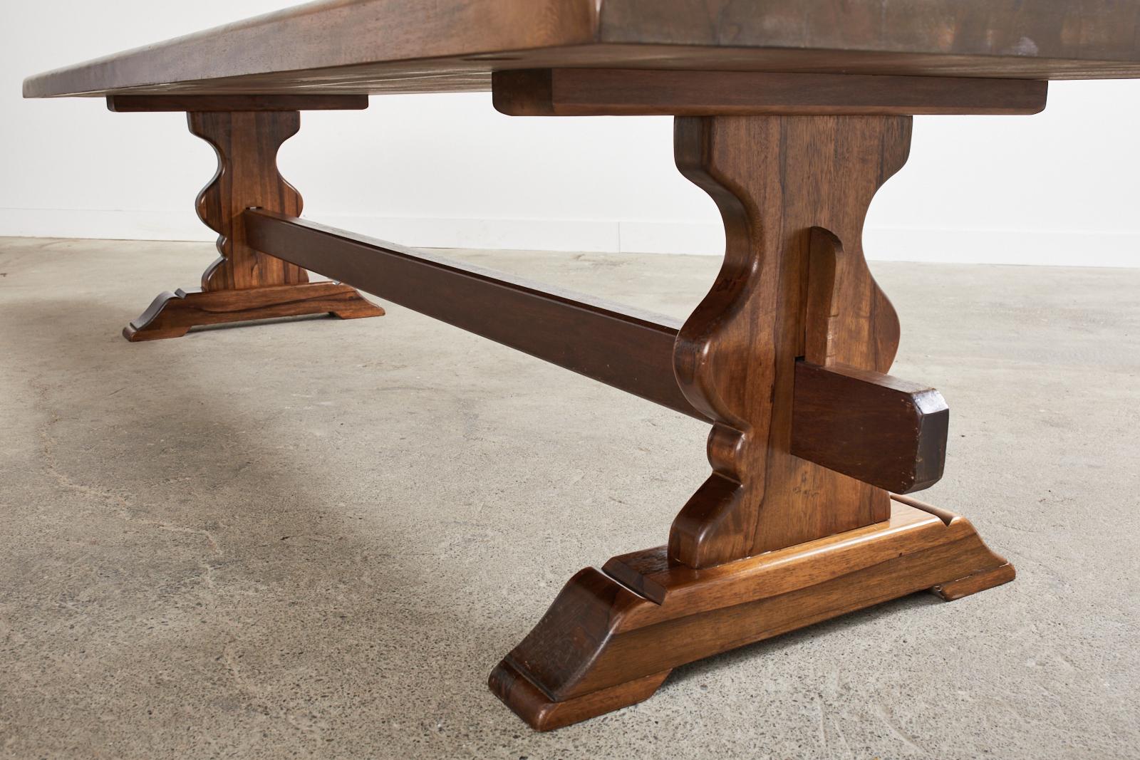 Country French Provincial Walnut Farmhouse Trestle Dining Table 6