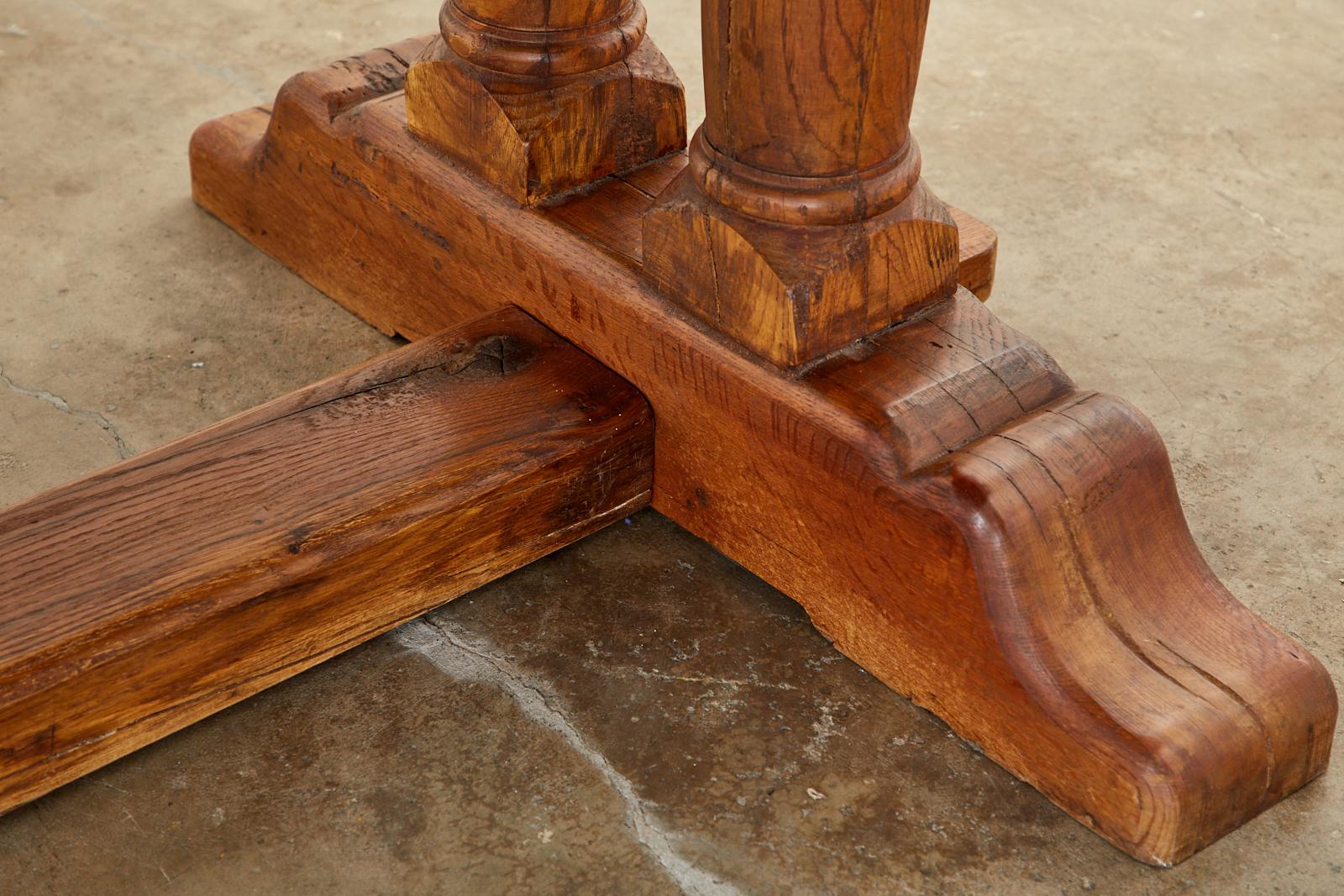 Country French Reclaimed Oak Farmhouse Trestle Dining Table 6