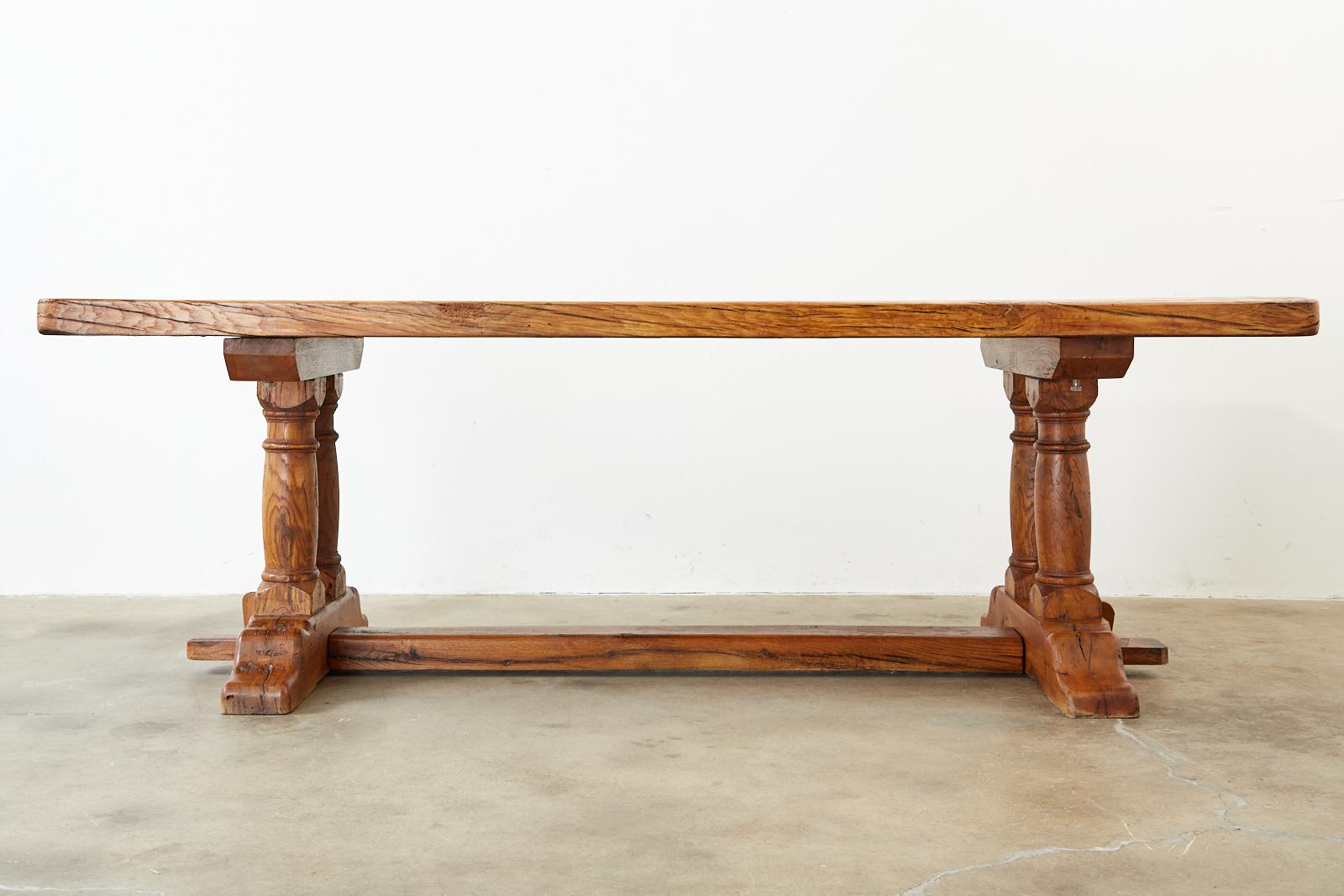 Country French Reclaimed Oak Farmhouse Trestle Dining Table 11